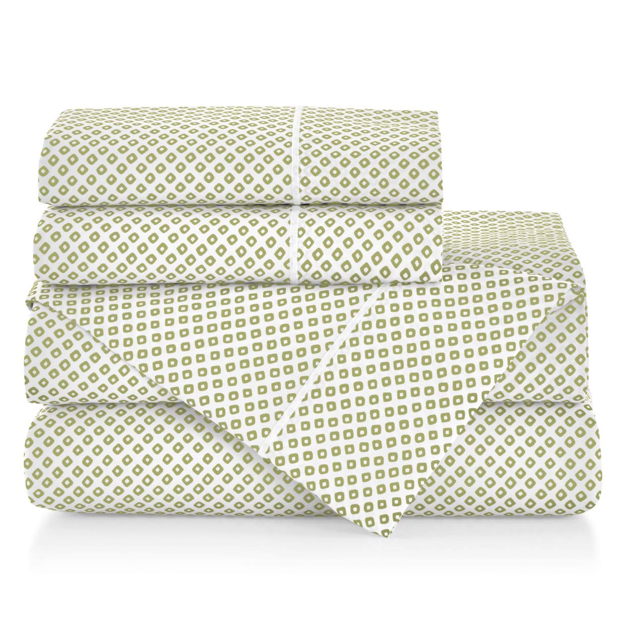 Peacock Alley Emma Printed Sateen Sheet Set - 100% Long Staple Cotton 300 Thread-Count Queen Size Bed Sheets | Soft & Smooth Sateen Weave for Ultimate Comfort | 5 Color Options Including Green | Perfect for Luxury Bedrooms, Guest Rooms & Hotels