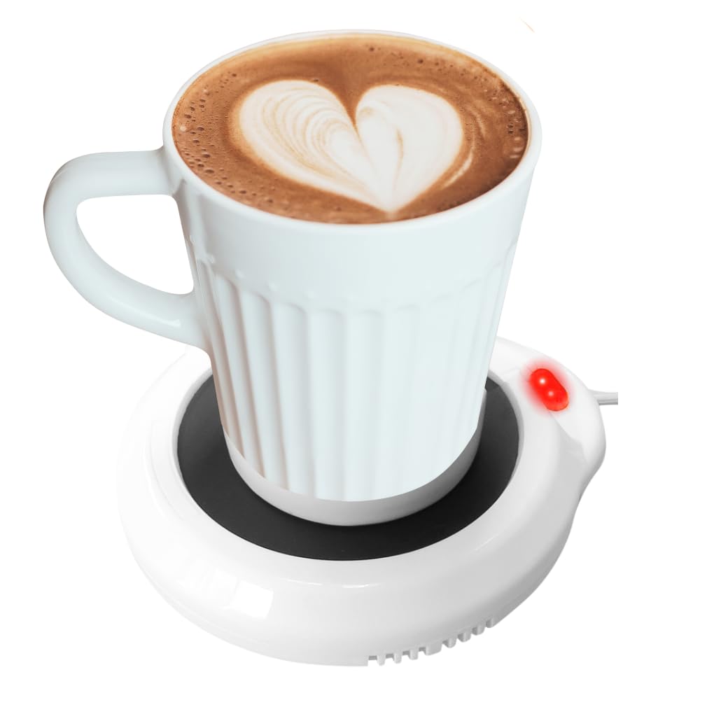 Evelots Electric Cup Warmer - USB Coffee Mug Heater for Desk, Tea, Hot Chocolate & Soup | Candle Warming Plate with On/Off Light | Perfect for Office, Home & Gifts