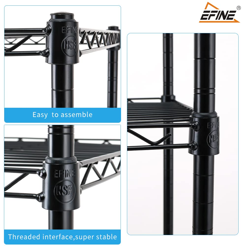 EFINE 5-Tier Adjustable NSF Certified Wire Shelving Unit with Wheels & Shelf Liners - Heavy Duty Carbon Steel Storage Rack for Garage, Kitchen, Office (63