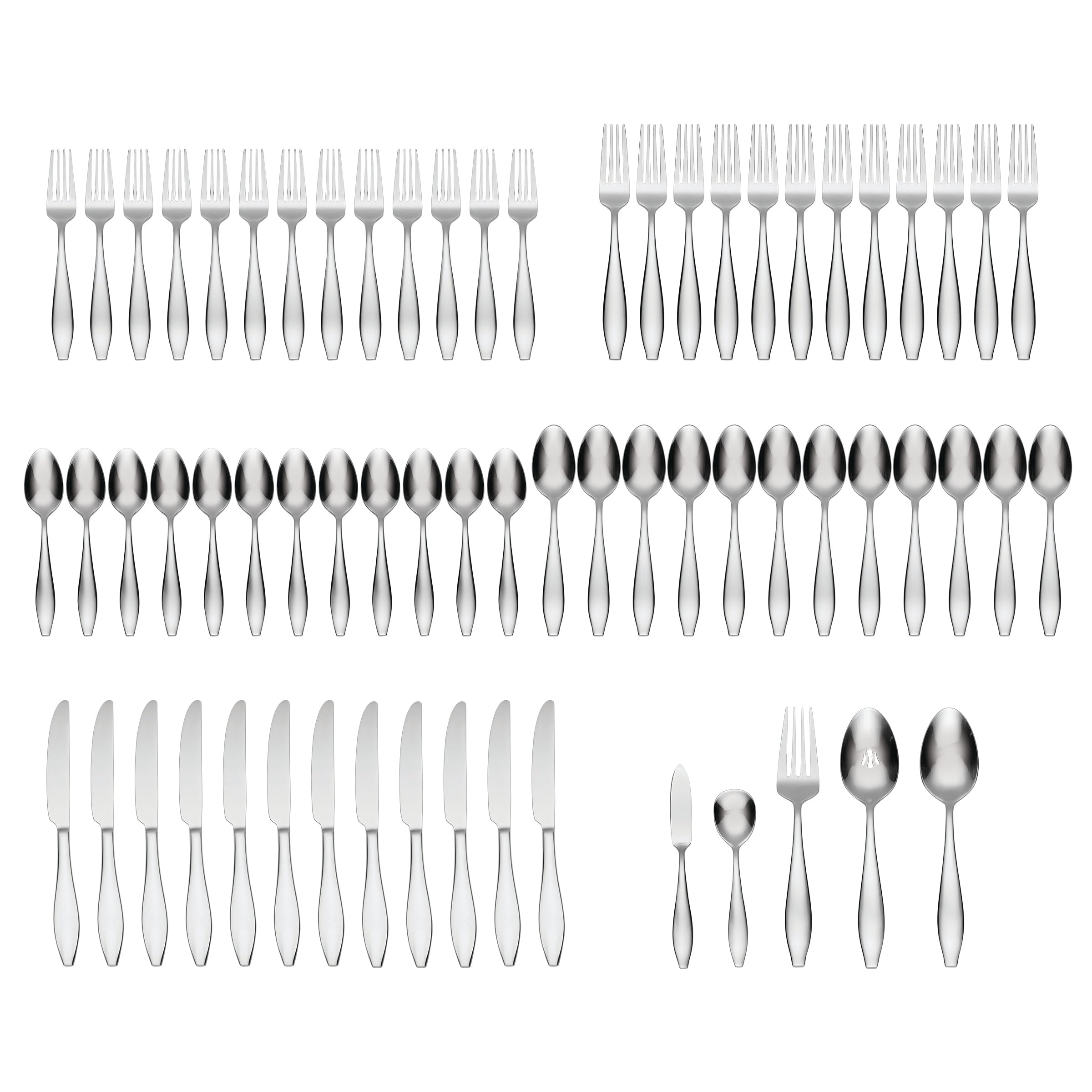Premium Comet 65-Piece Stainless Steel Flatware Set - Service for 12 - Elegant Silverware for Dining, Entertaining & Wedding Gifts - Dishwasher Safe