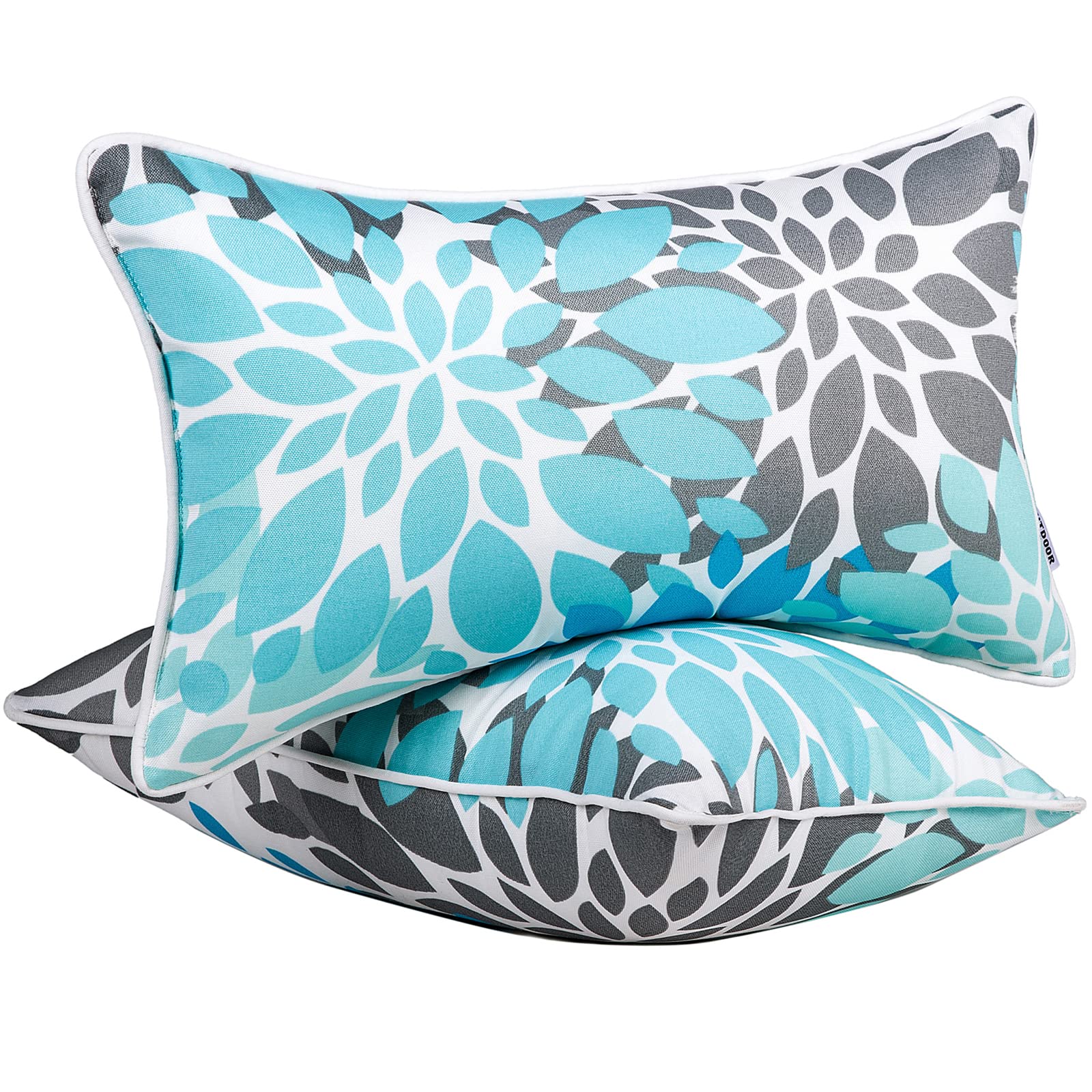 JMGBird Waterproof Outdoor Lumbar Pillows Set of 2 - 12×20 Inch Patio Cushions with Removable Inserts for Garden, Poolside & Deck Furniture - Perfect for Outdoor Relaxation & Back Support