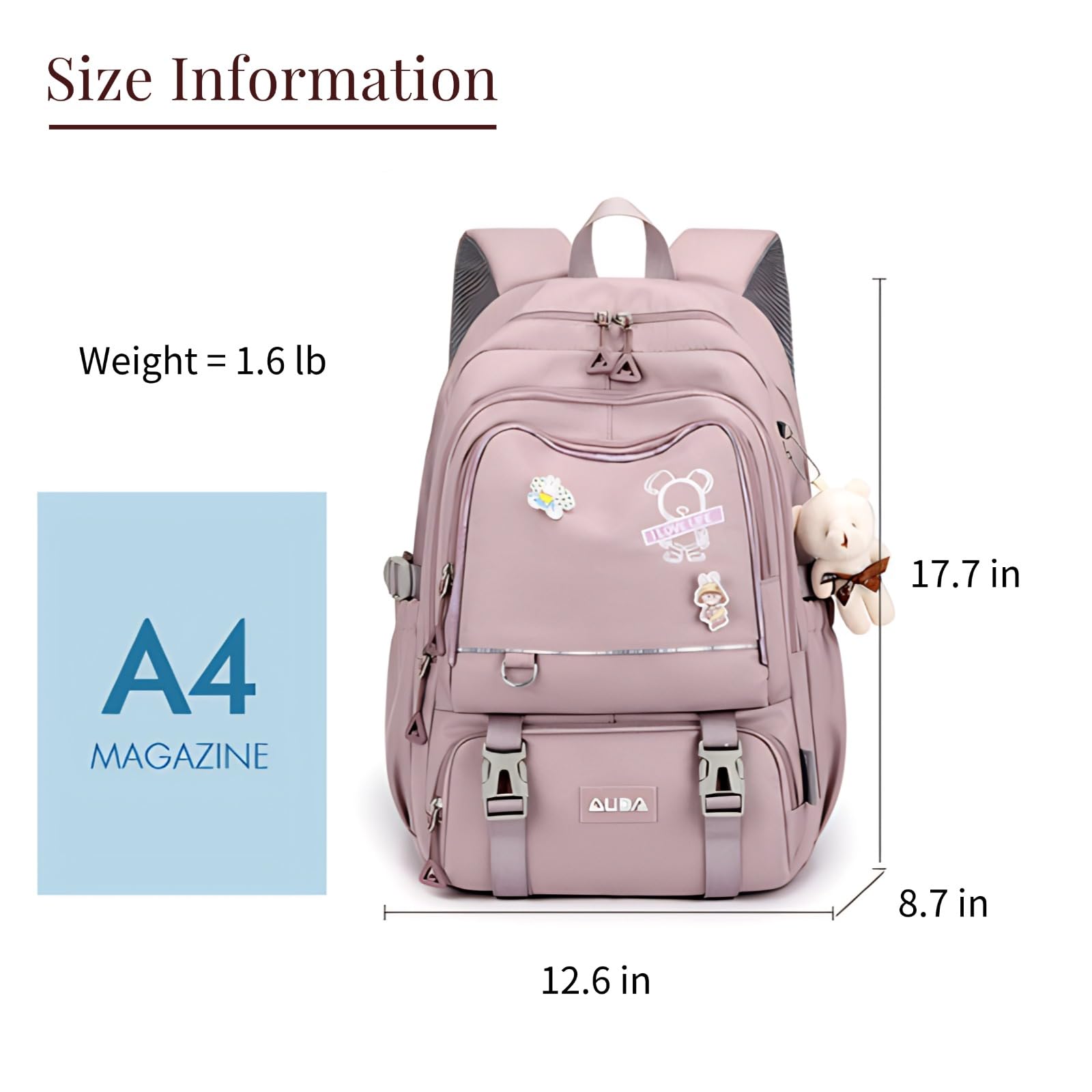 Stylish Purple Laptop Backpack for School & Travel - Large Capacity with Multiple Pockets, Luggage Strap - Perfect for Girls, Students & Commuters (Ideal for College, Work & Airplane Carry-on)