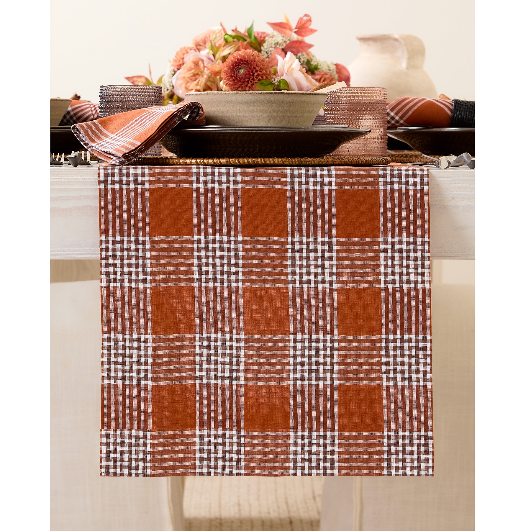 Glen Check Table Runner - Classic Plaid Design for Dining Table Decor, Holiday Parties & Wedding Centerpieces