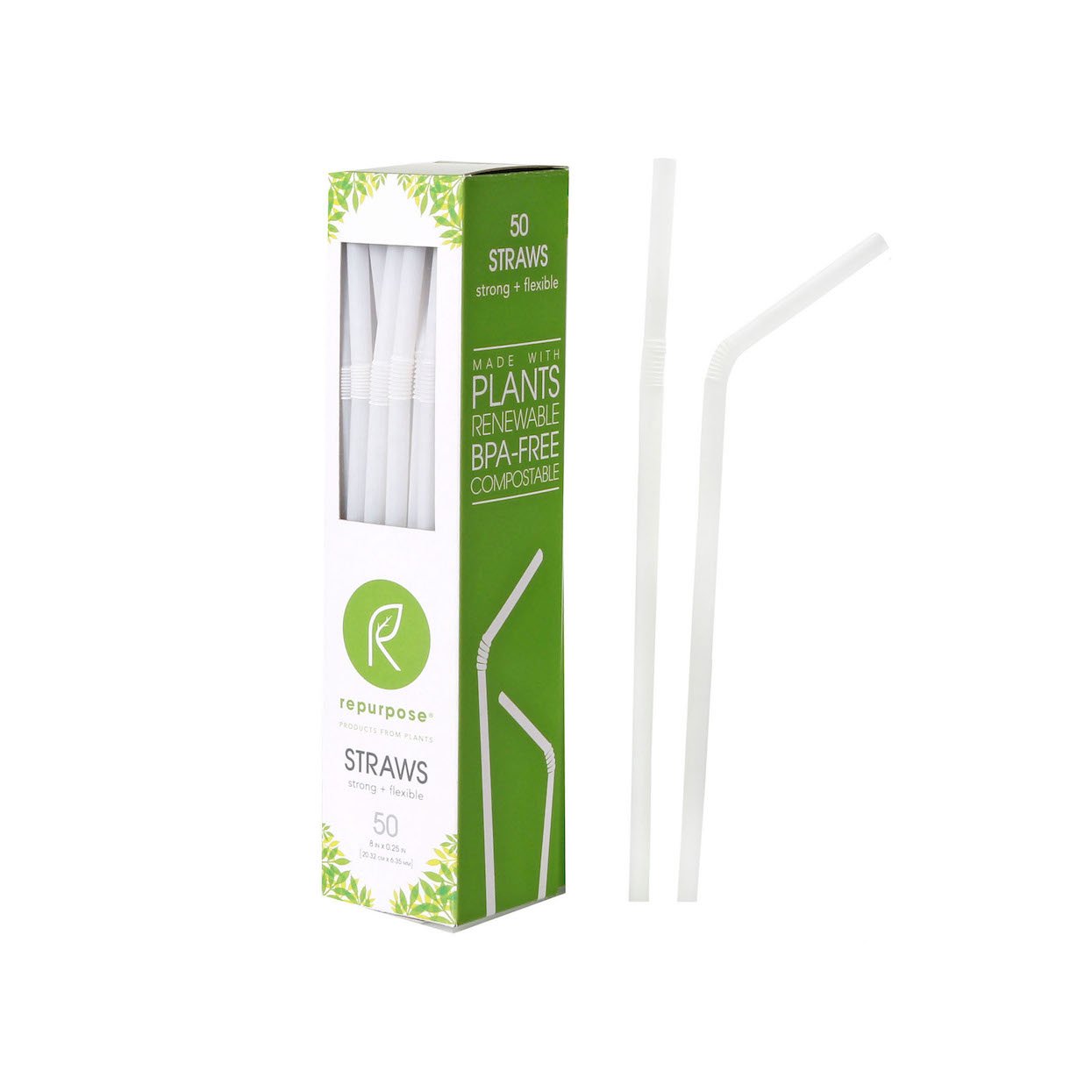 Eco-Friendly 100% Compostable Plant-Based Straws | BPA Free Biodegradable Drinking Straws | 300 Pack for Parties, Restaurants & Home Use