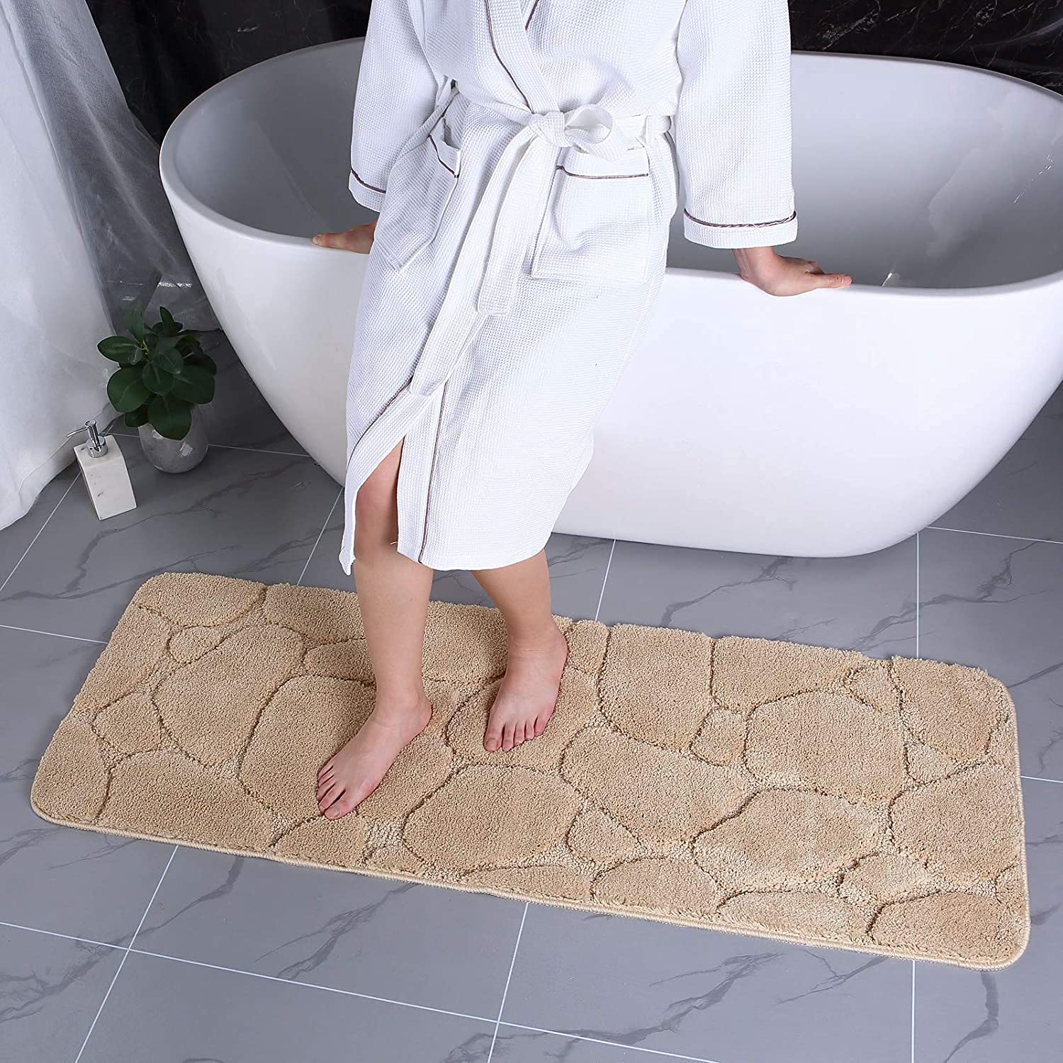 Super Soft Water Absorbent Microfiber Bathroom Rug - Non-Slip Shower Bath Mat for Bathroom, Kitchen, Laundry Room & Bedroom - Machine Washable & Quick-Drying - Perfect for Wet Floors, Doorways & High-Traffic Areas
