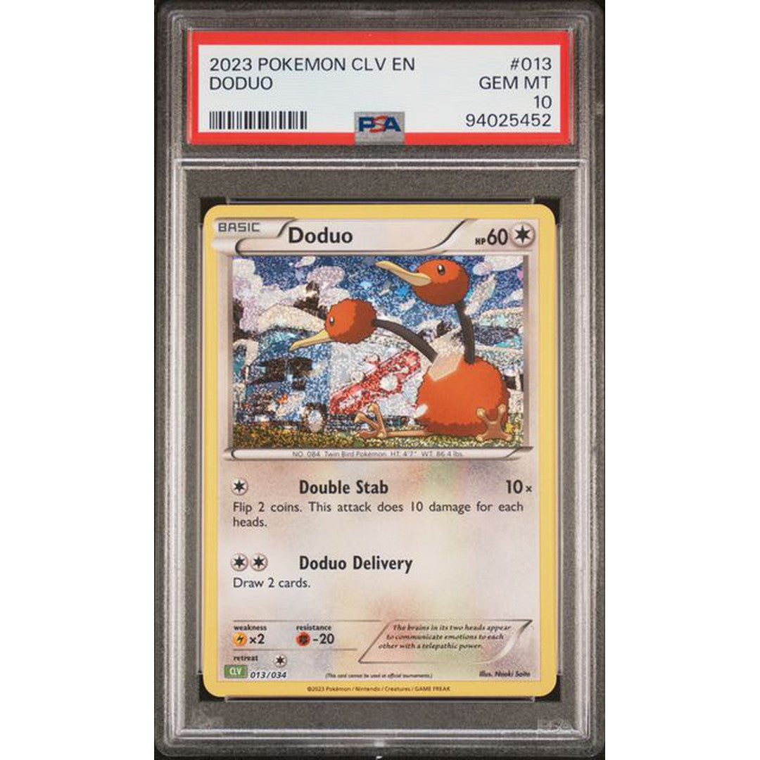 2023 Pokemon Classic Collection Doduo 013/034 PSA 10 Graded Card - Rare Collectible for Trading Card Game Enthusiasts | Perfect for Display, Investment & Competitive Play