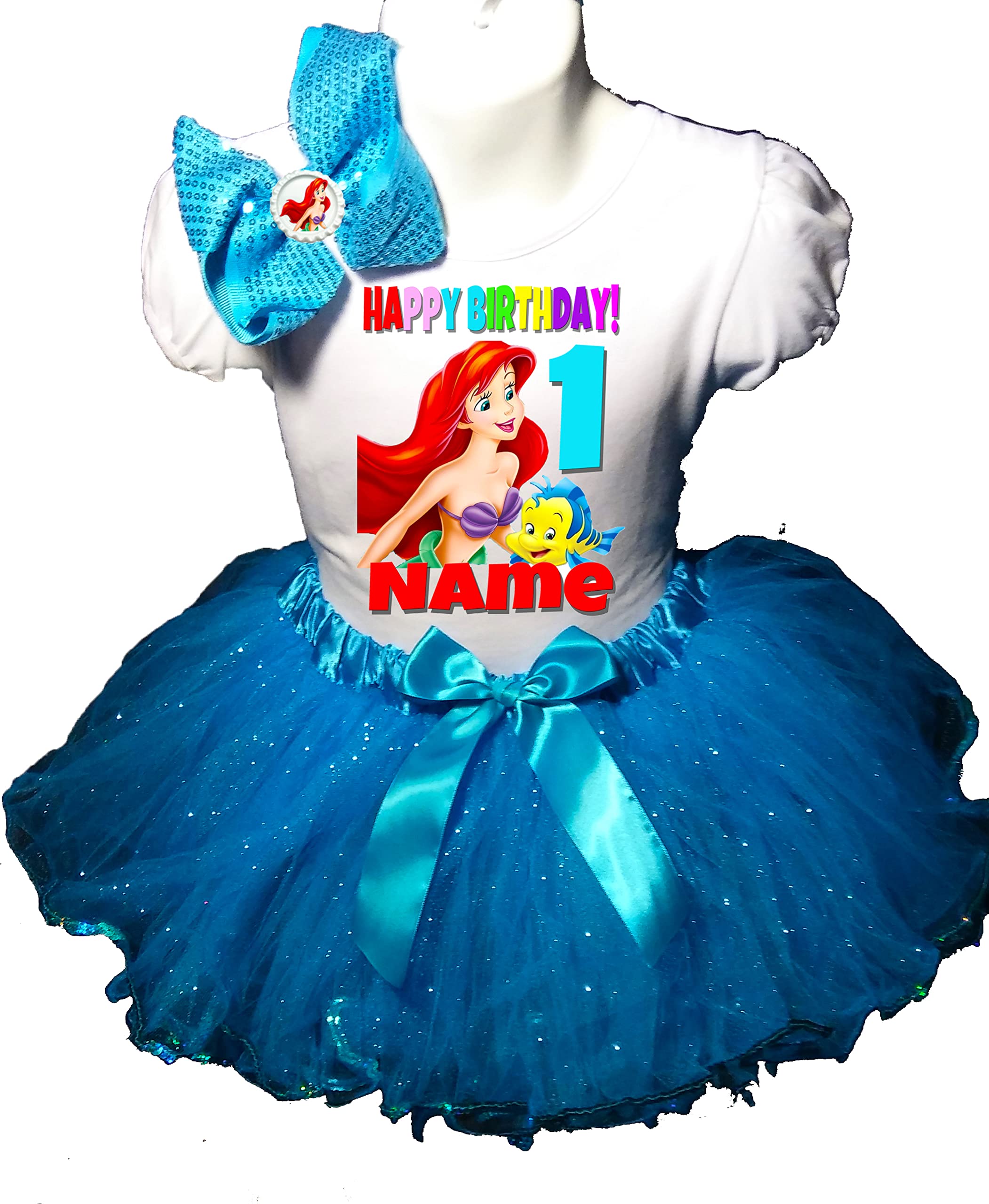 Turquoise Mermaid Birthday Outfit & Tutu Dress - Personalized 1st Birthday Shirt for Girls - Fast Shipping | Perfect for Mermaid Themed Parties, Photo Shoots & Special Celebrations
