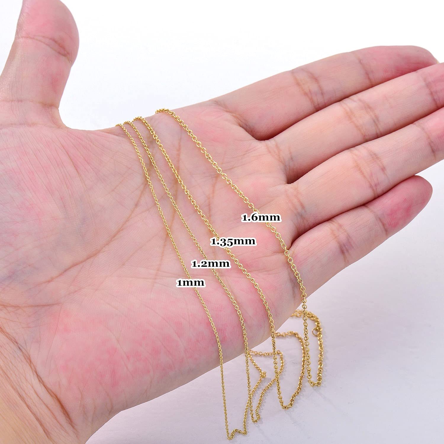 14K Yellow Gold Thin Chain Necklace for Women - 1mm/1.2mm/1.35mm Cable Chain Necklace in 14K Solid Gold - Durable & Strong 14-36 Inch Length - Perfect for Layering, Gift Giving & Everyday Elegance