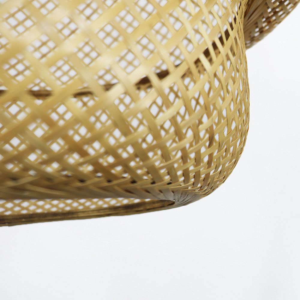 Handwoven Bamboo Lantern Pendant Light - Natural Rattan Shade with E27 Socket for Ceiling Chandelier - Boho Home Decor Lighting Fixture for Living Room, Dining Room and Hallway - Perfect for Creating Cozy Ambiance in Bedroom, Patio or Restaurant