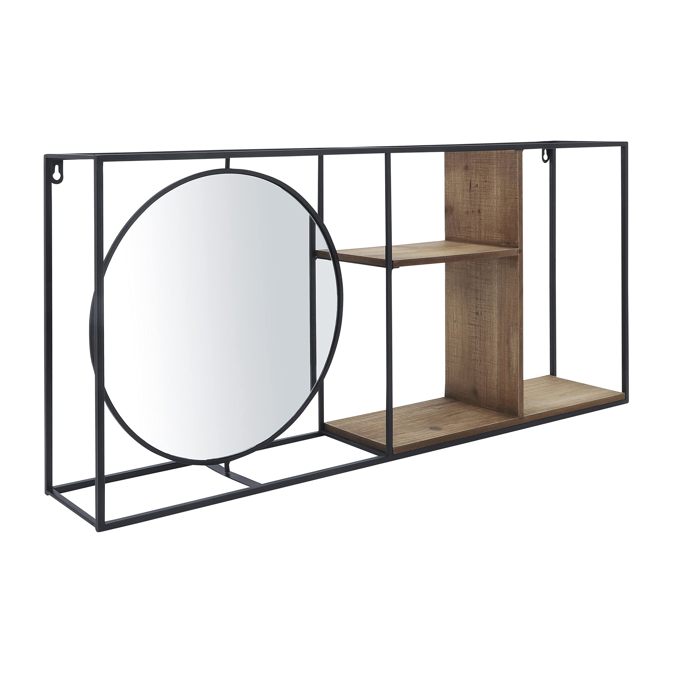 Sagebrook Home Rectangle Iron Wall Shelf with Mirror - 16