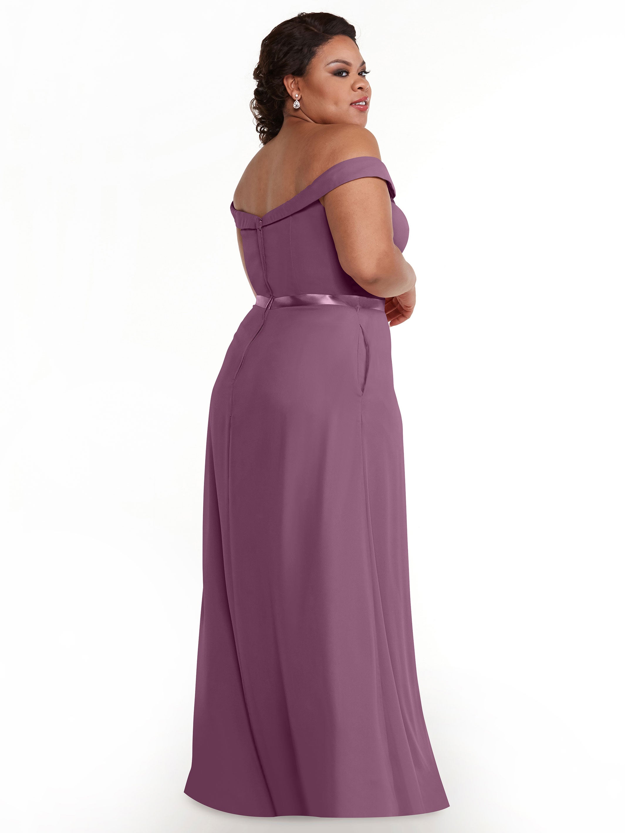 Elegant Off-The-Shoulder Chiffon A-Line Bridesmaid Dress with Sash - Style 80145 | Perfect for Weddings, Formal Events & Special Occasions
