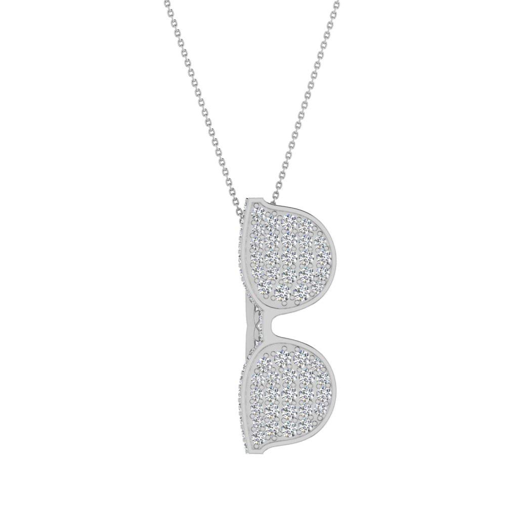 14K Gold Diamond Charm Necklace - Elegant Sunglasses Pendant for Women