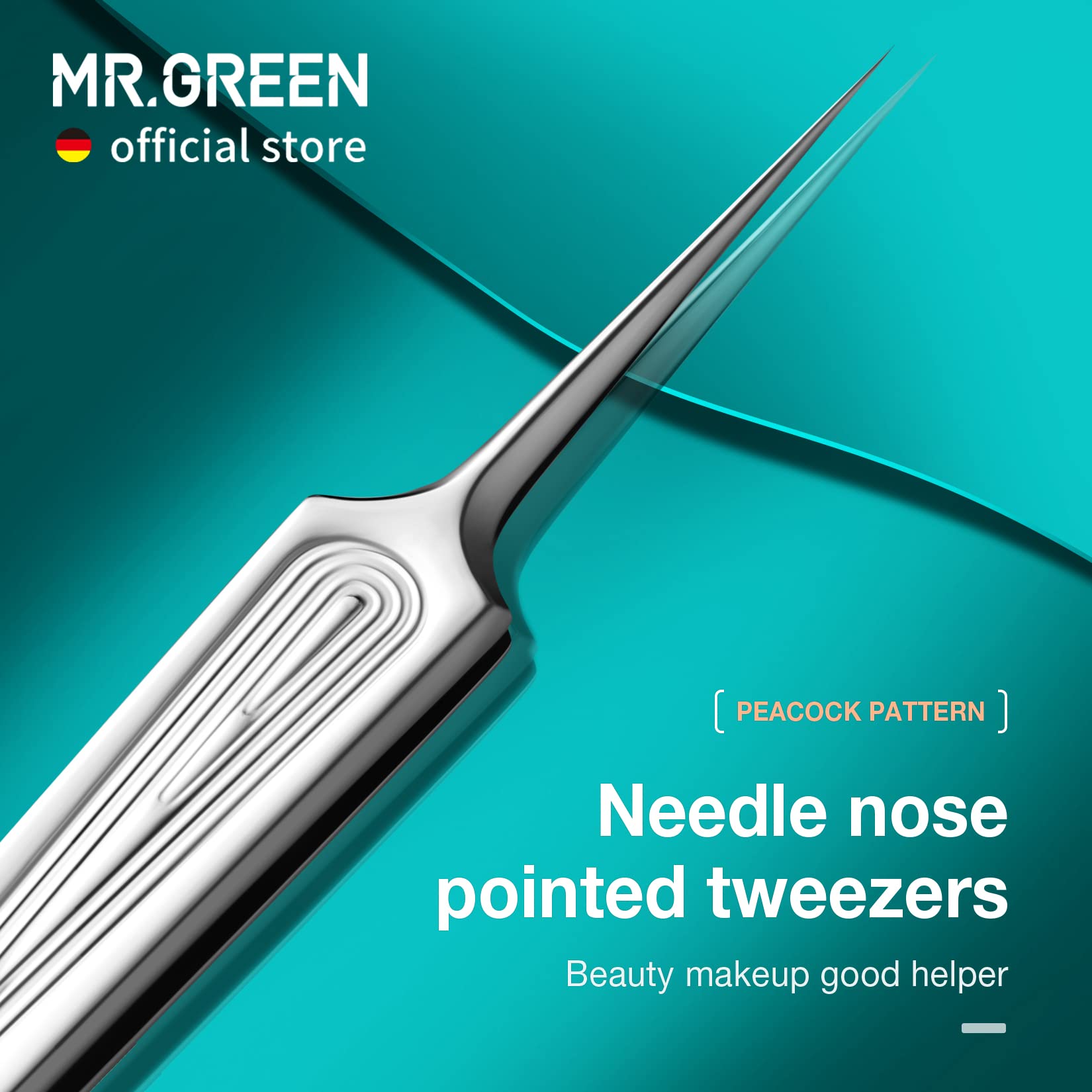 MR.GREEN Ingrown Hair Tweezers - Precision Pointed Tip Stainless Steel Tweezers for Eyebrow Grooming, Splinter Removal, Blackhead & Acne Extraction - Perfect for Travel, Home & Professional Salon Use