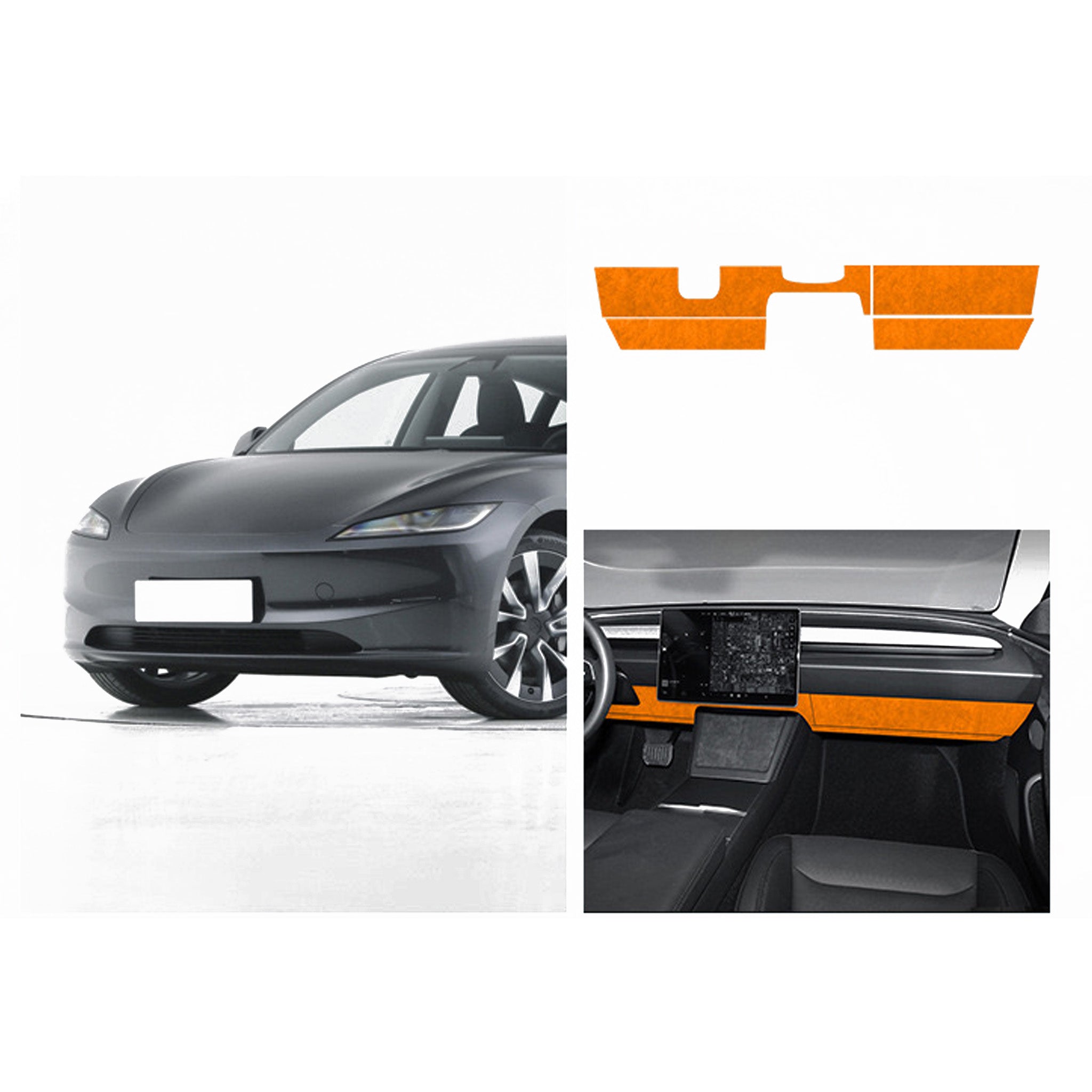 Tesla Alcantara Knee Bolster Panel & Glove Box Wraps for 2024+ Model 3 Highland & Model Y Juniper (4 Pcs) - Premium Interior Upgrade for Enhanced Comfort & Style While Driving