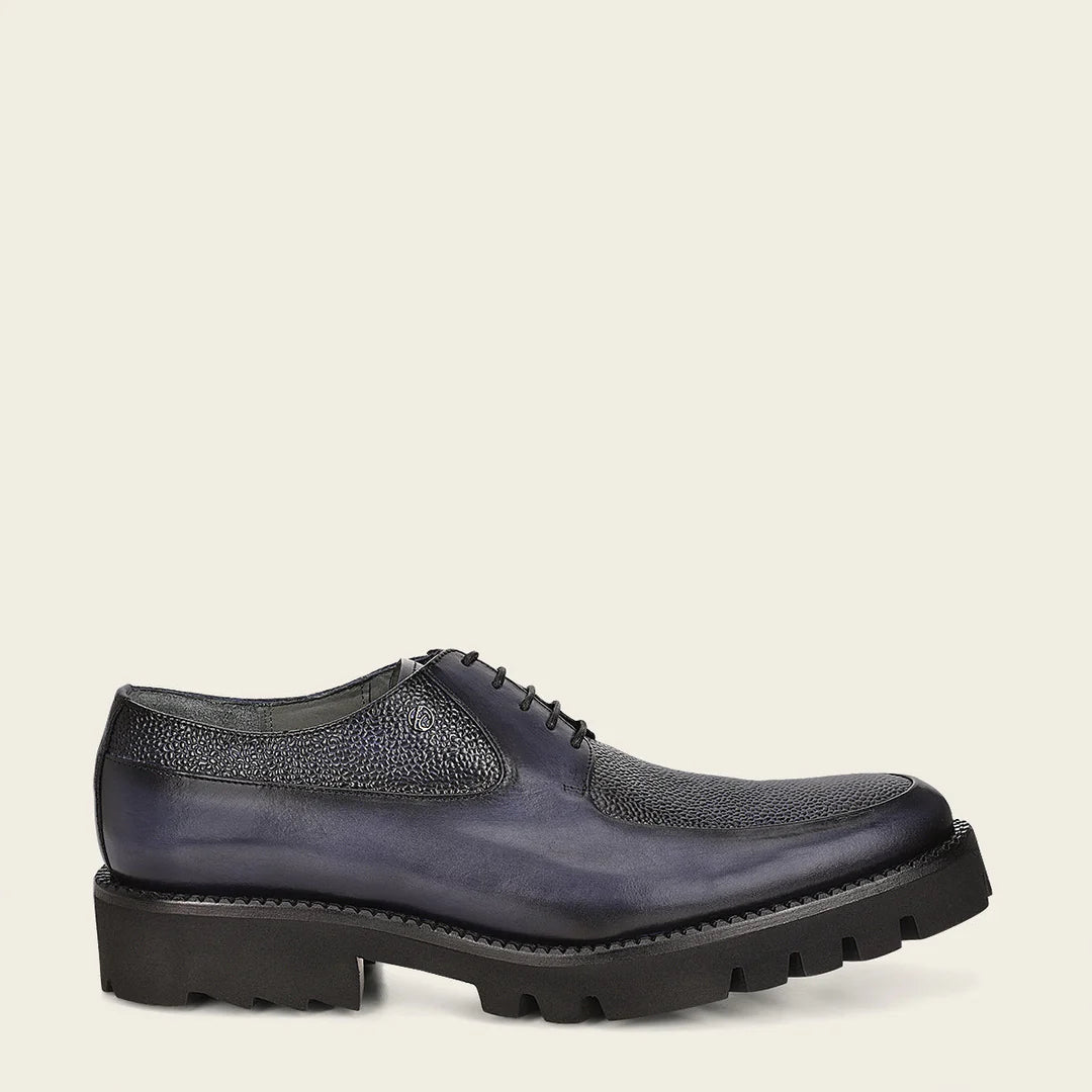Franco Cuadra Men's Navy Casual Deer Leather Platform Moccasins - Comfortable Slip-On Shoes for Outdoor, Travel & Everyday Wear