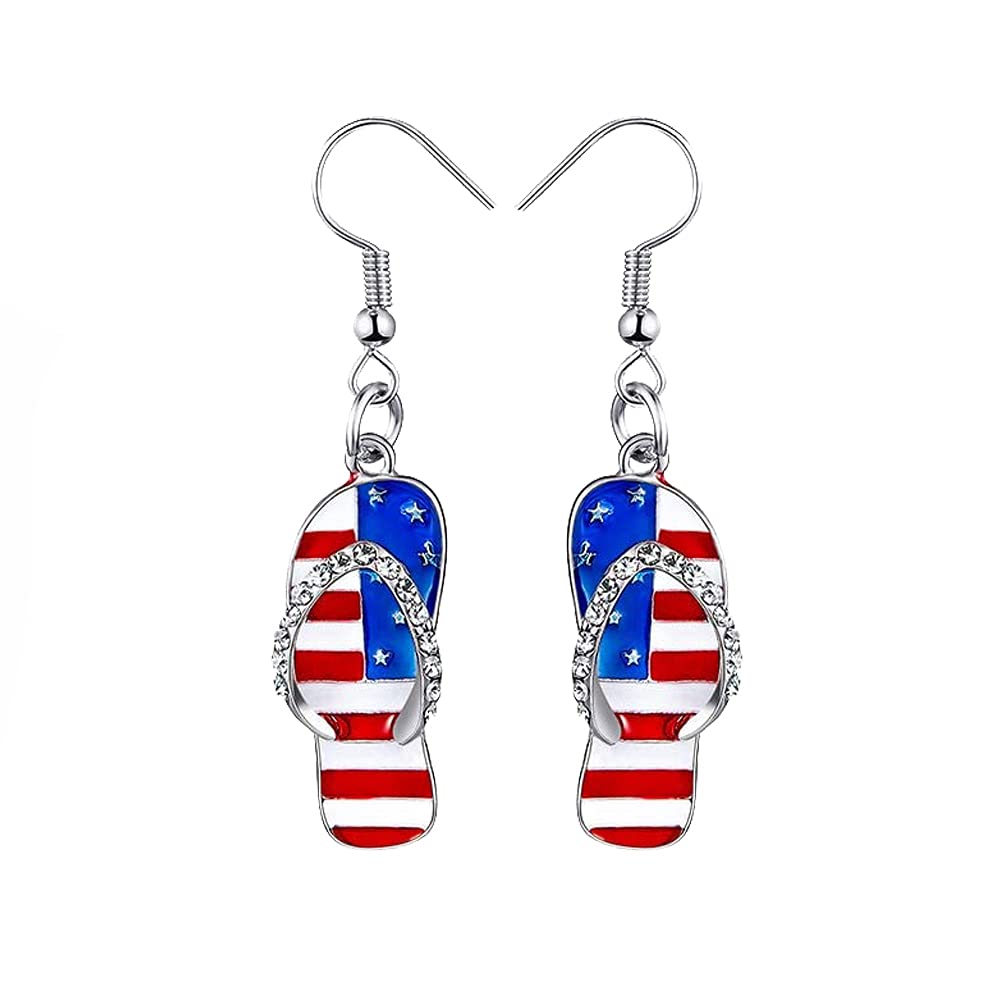 Patriotic USA Flag Earrings for Women - Red White & Blue Dangle Drop Earrings, 4th of July Independence Day Jewelry Gift - Perfect for Parties, Festivals & National Celebrations
