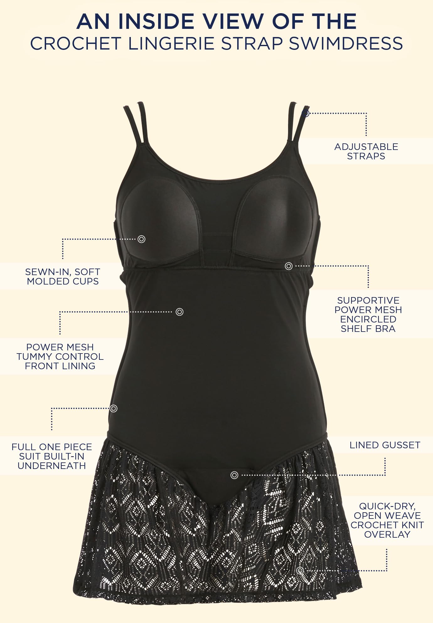 Plus Size Crochet Lingerie Strap Swimdress for Women - Stylish Swimwear for Curvy Figures | Perfect for Beach Vacations, Pool Parties & Summer Getaways