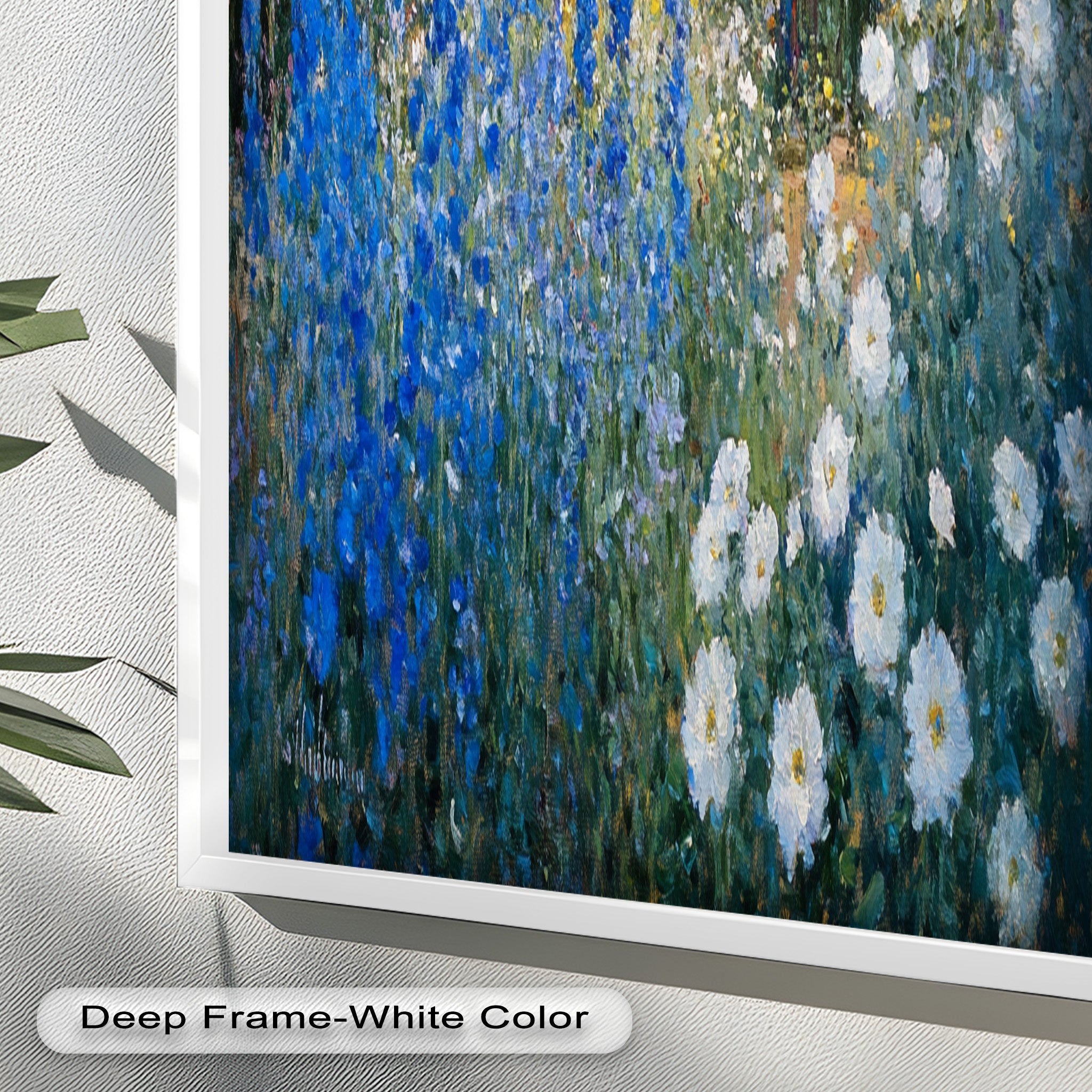 Blue Delphinium Impressionist Oil Painting - Handmade Floral Wall Art for Living Room, Bedroom & Office Decor