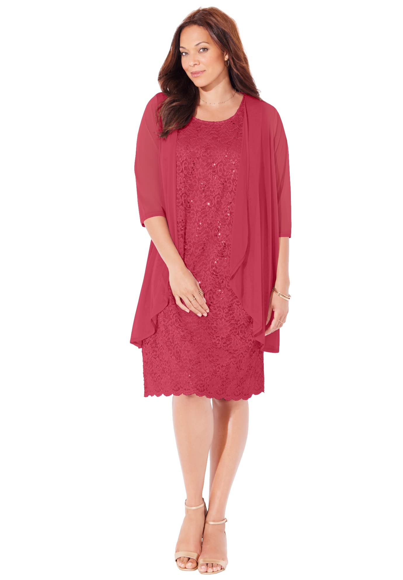 Catherine's Women's Plus Size Sparkling Lace Jacket Dress - Elegant Formal Wear for Weddings, Parties & Special Occasions