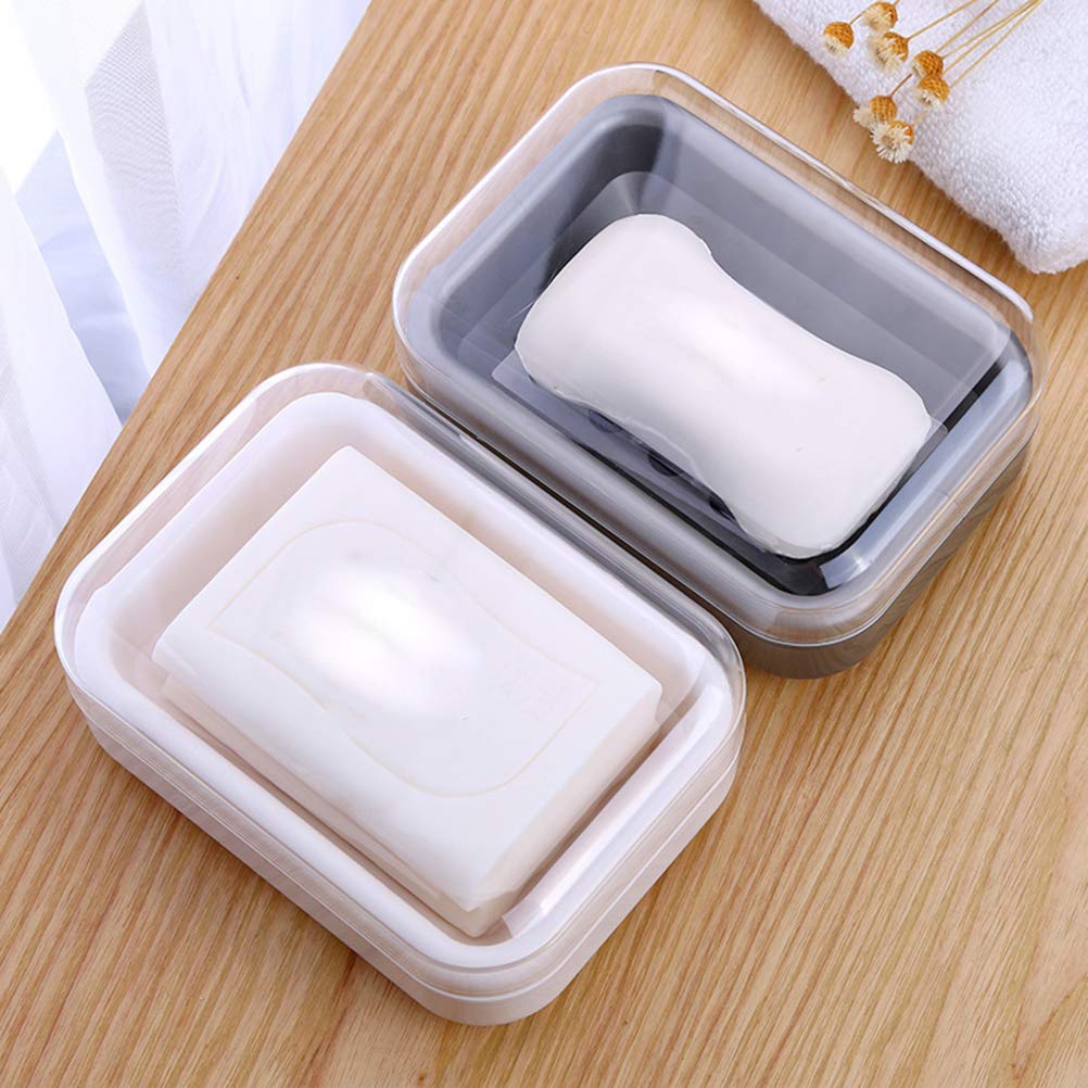 2-Pack Bathroom Soap Holder with Lid - Waterproof Soap Storage Container for Shower, Sink & Travel - Durable Plastic Soap Case for Home, Hotel, and Gym Use