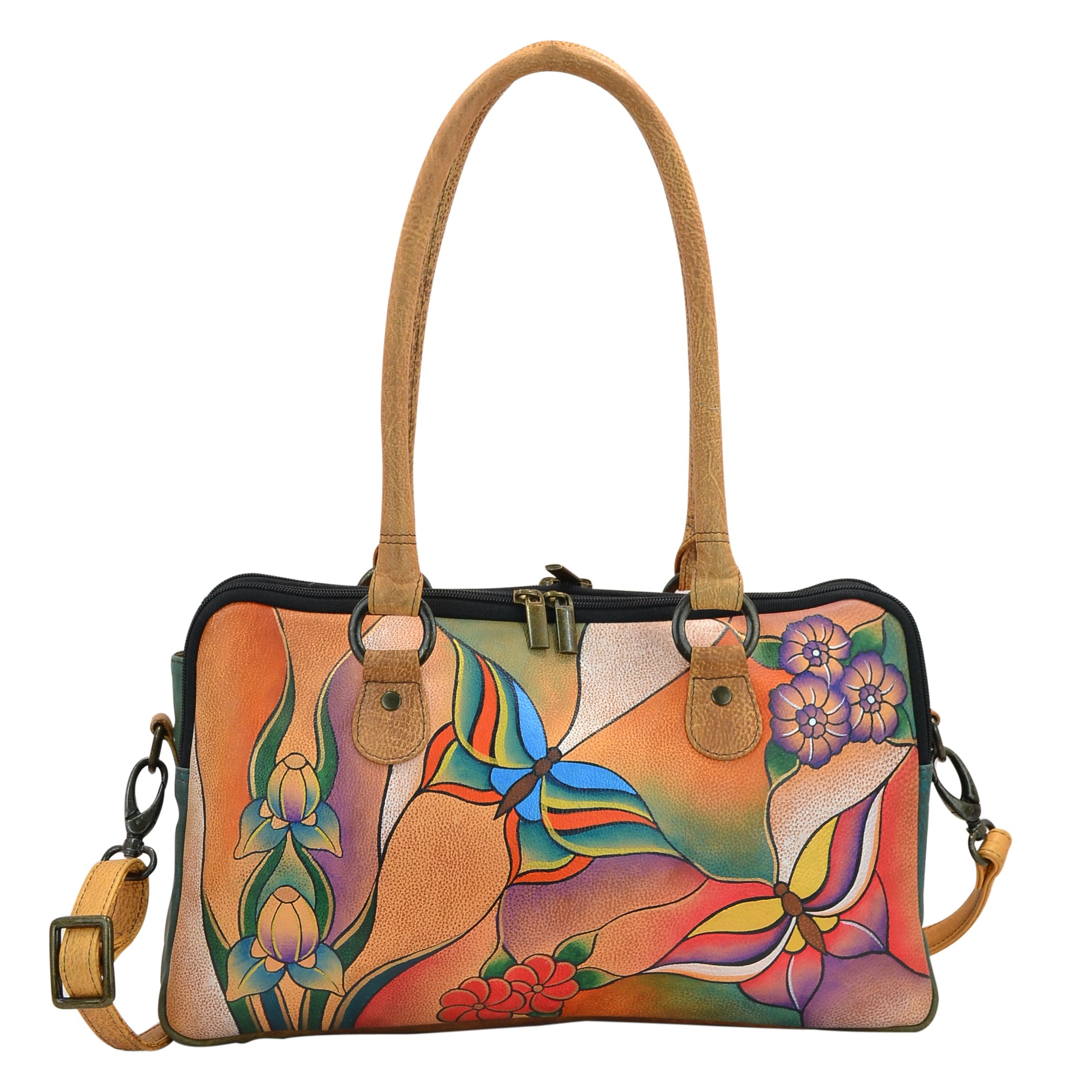 Anna by Anuschka Hand-Painted Leather Crossbody Bag - Unique Artistic Design for Women | Perfect for Travel, Shopping & Everyday Use