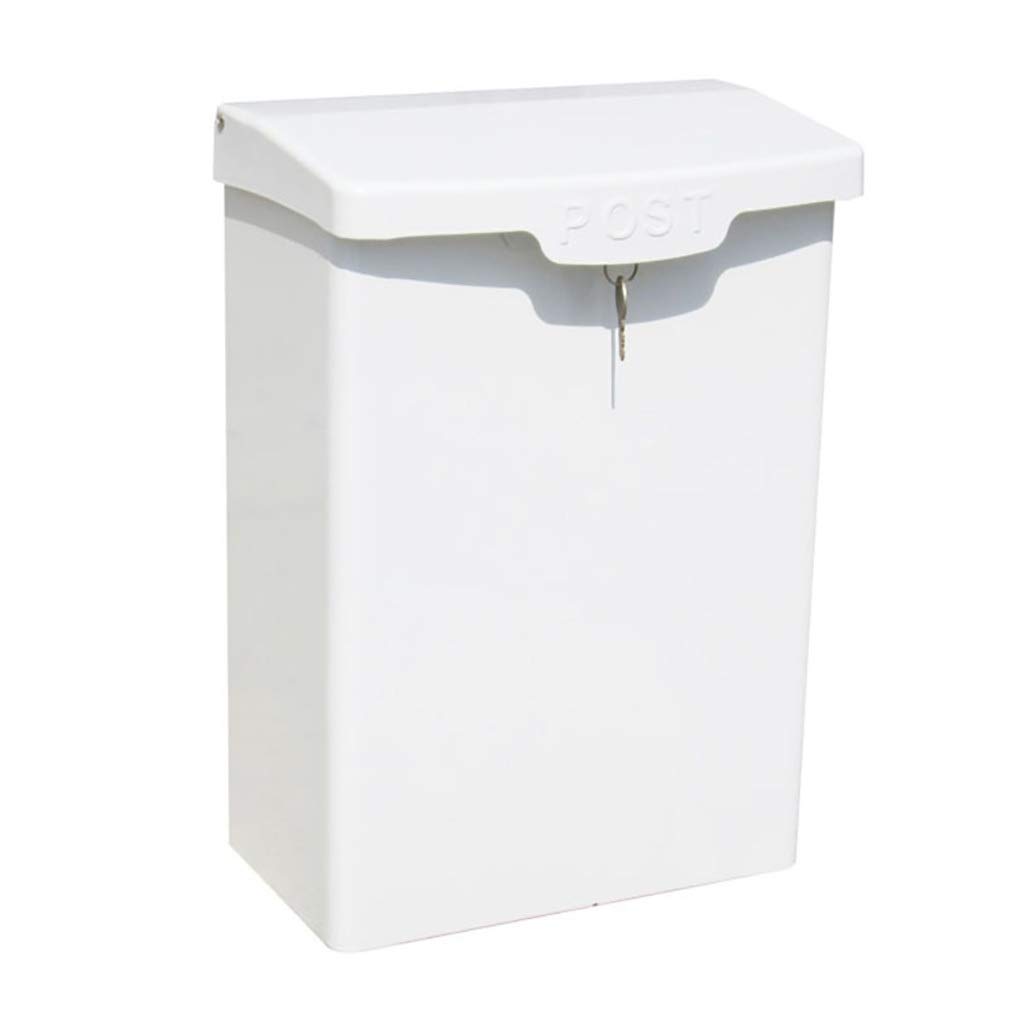 BGXXLIZI Weatherproof Locking Wall Mounted Mailbox - Durable Iron Letter Box for Outdoor Use (White) | Perfect for Homes, Apartments & Offices