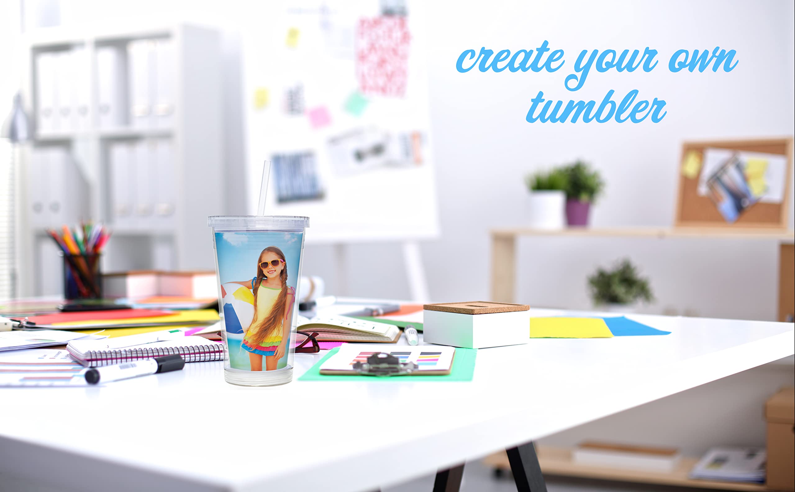 Thermo-Temp 16 oz Insulated Acrylic Tumbler with Lid and Straw - 24 Pack, Custom Photo Printing, BPA-Free - Perfect for Parties, Promotions, and Personalized Gifts