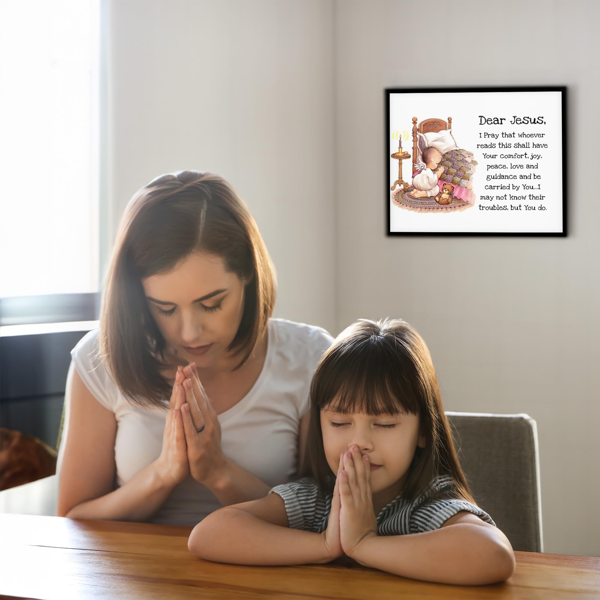 Dear Jesus Christian Prayer Wall Art - Inspirational Typographic Faith Decor Print for Home, Kids Bedroom, Nursery, Sunday School & Church (Unframed 8x10) - Perfect for Worship Spaces & Spiritual Encouragement
