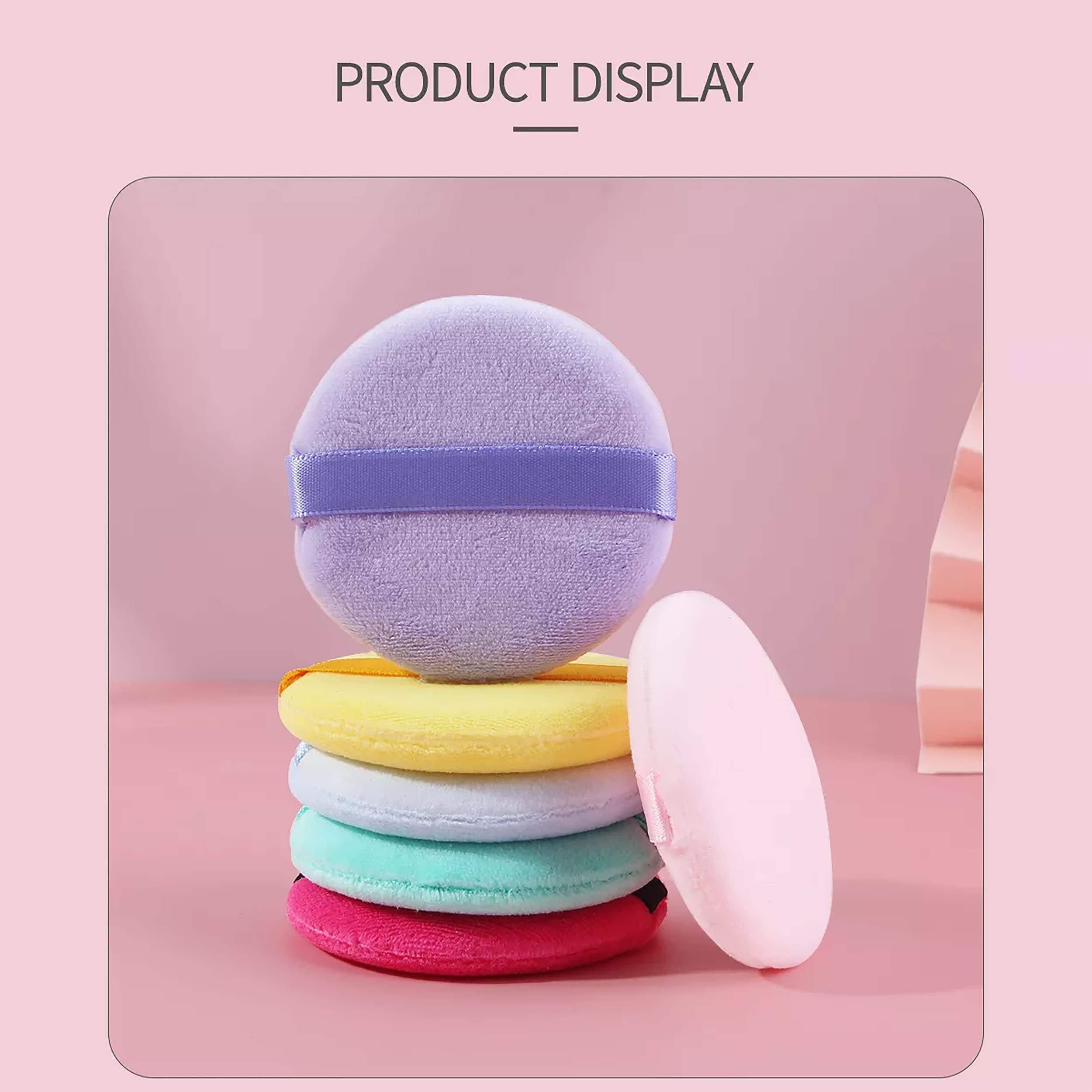 MAPPERZ 6cm Pure Cotton Makeup Puff with Strap - Pack of 4 | Blending Sponge for Powder, Liquid Foundation, Cream & Concealer | Wet & Dry Use for Face, Eyes & Body | Random Colors | Perfect for Professional Makeup & Travel