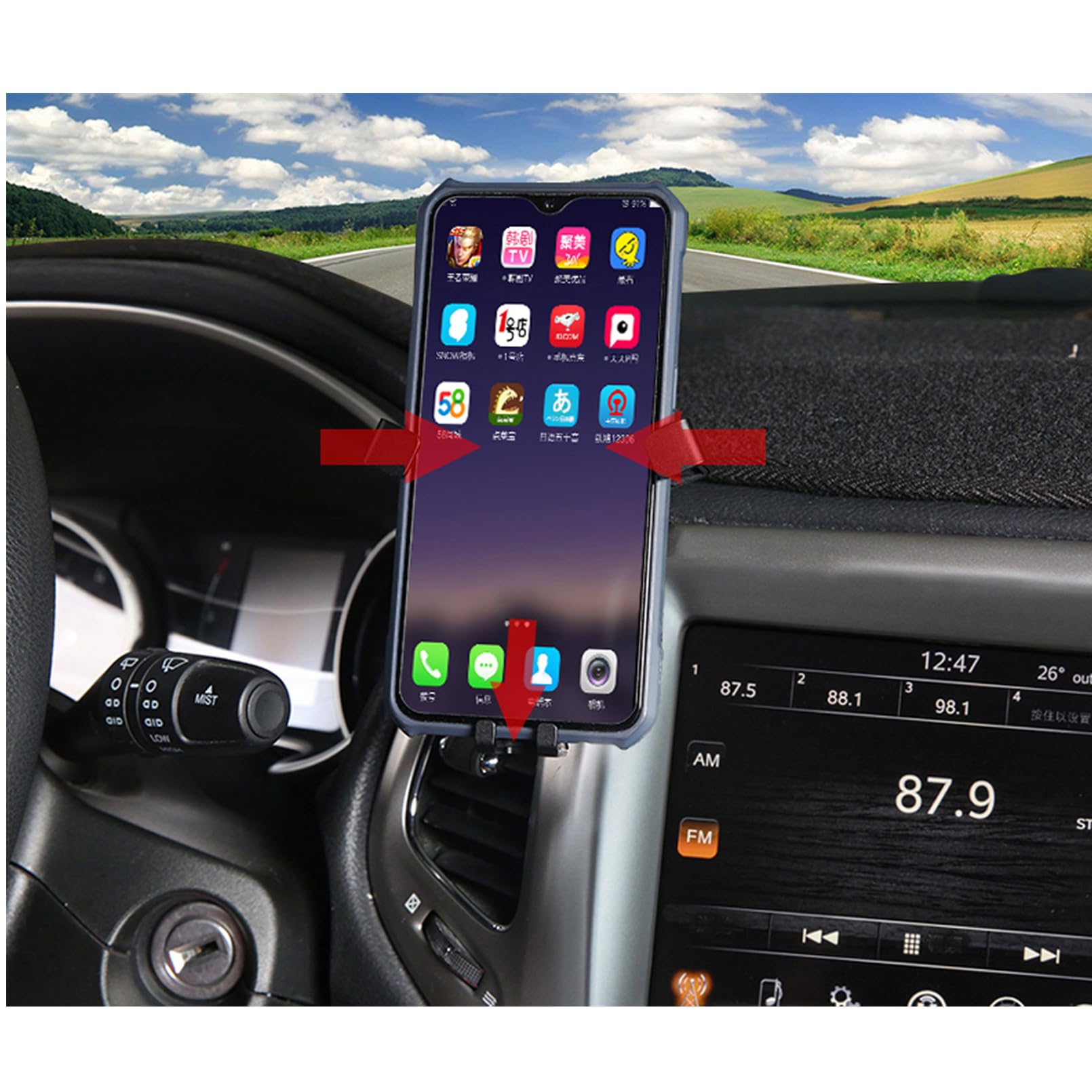 iTrims Universal Car Phone Holder Mount for Jeep Compass 2017-2021 - Adjustable Dashboard Phone Stand Cradle Compatible with iPhone, Samsung & Most Smartphones (Carbon Fiber) - Perfect for GPS Navigation & Hands-Free Driving