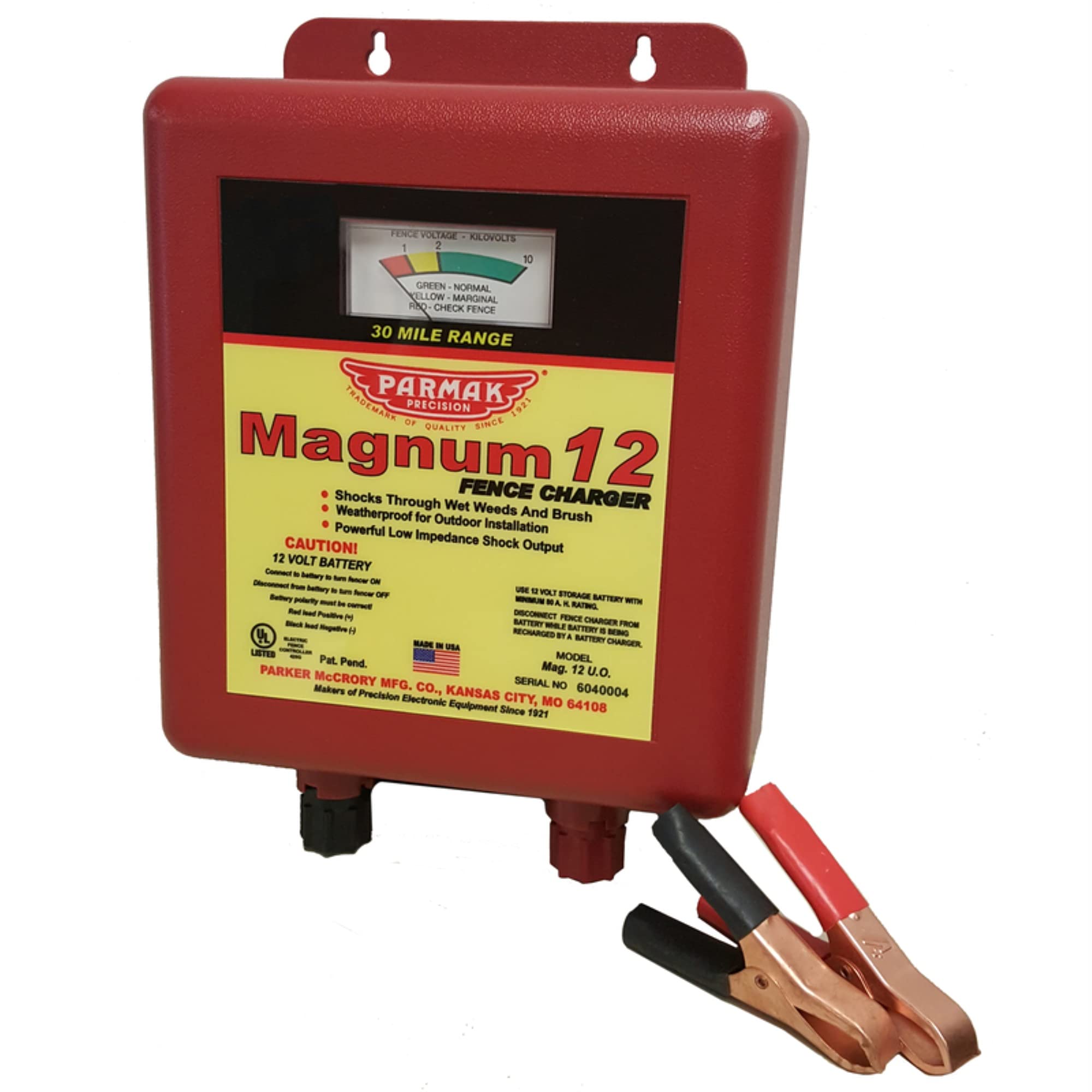 Parmak MAG12-UO Magnum 30-Mile Electric Fence Charger - Heavy Duty, Weatherproof, Multi-Voltage for Livestock & Farm Security - Perfect for Cattle, Horses & Large Animal Containment
