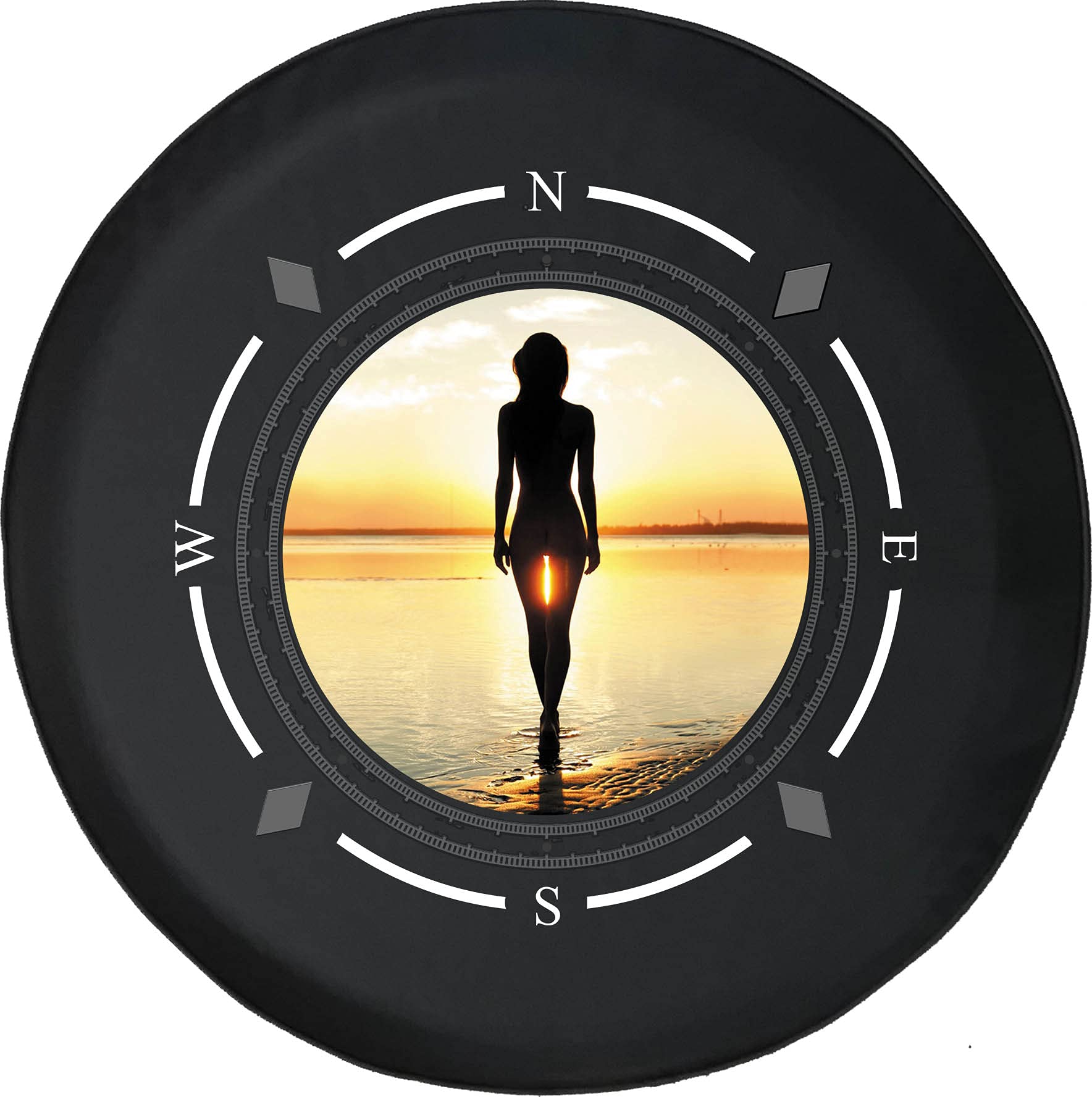 Premium American Unlimited Spare Tire Cover with Compass Design - Universal Fit for SUVs, Trailers, RVs & Most Vehicles - Durable Beach-Themed Wheel Protector for Road Trips & Outdoor Adventures