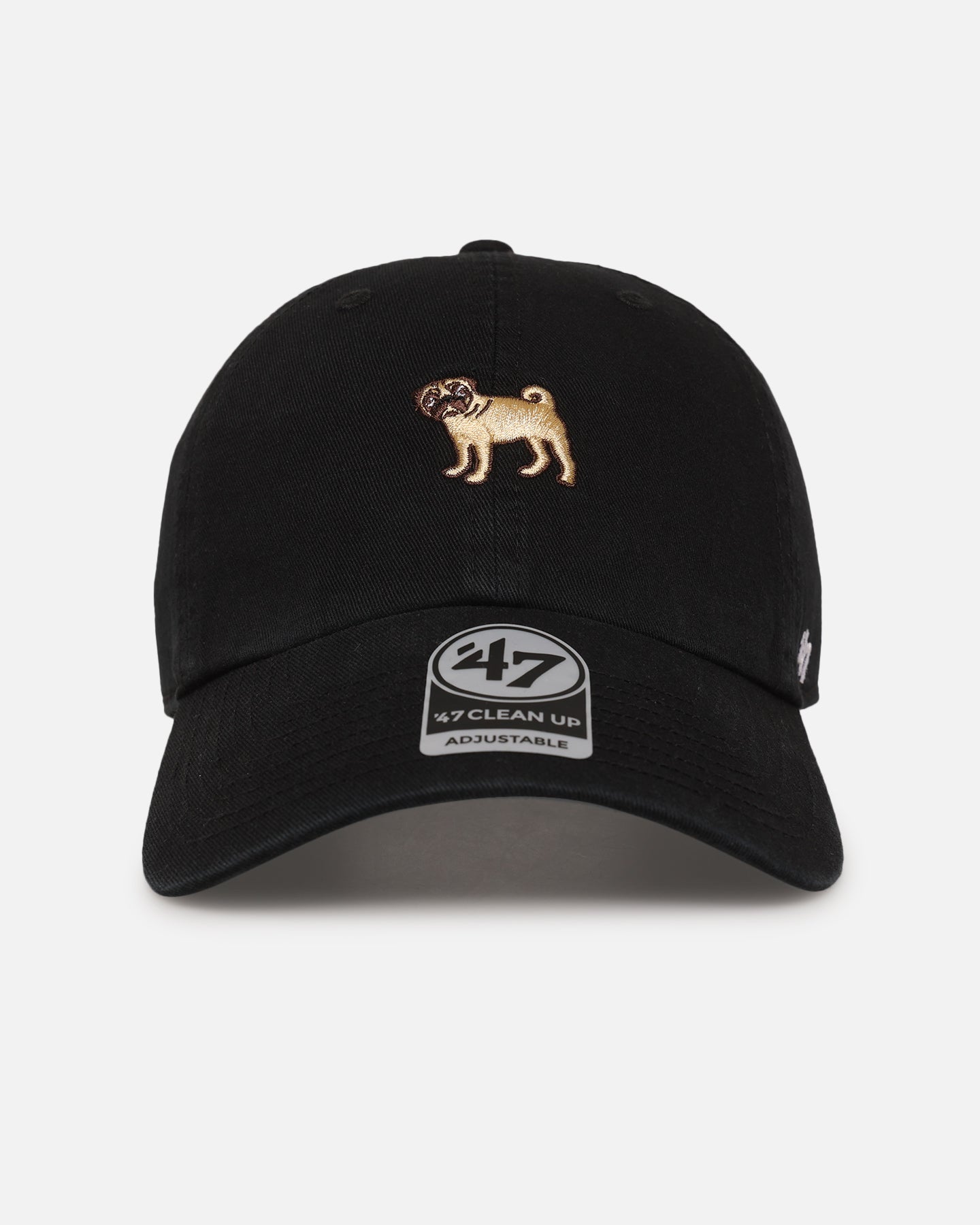 47 Brand Pug 'Dog Collection' Adjustable Strapback Hat - Black Baseball Cap for Dog Lovers - Perfect for Casual Wear, Outdoor Activities and Pet-Themed Fashion