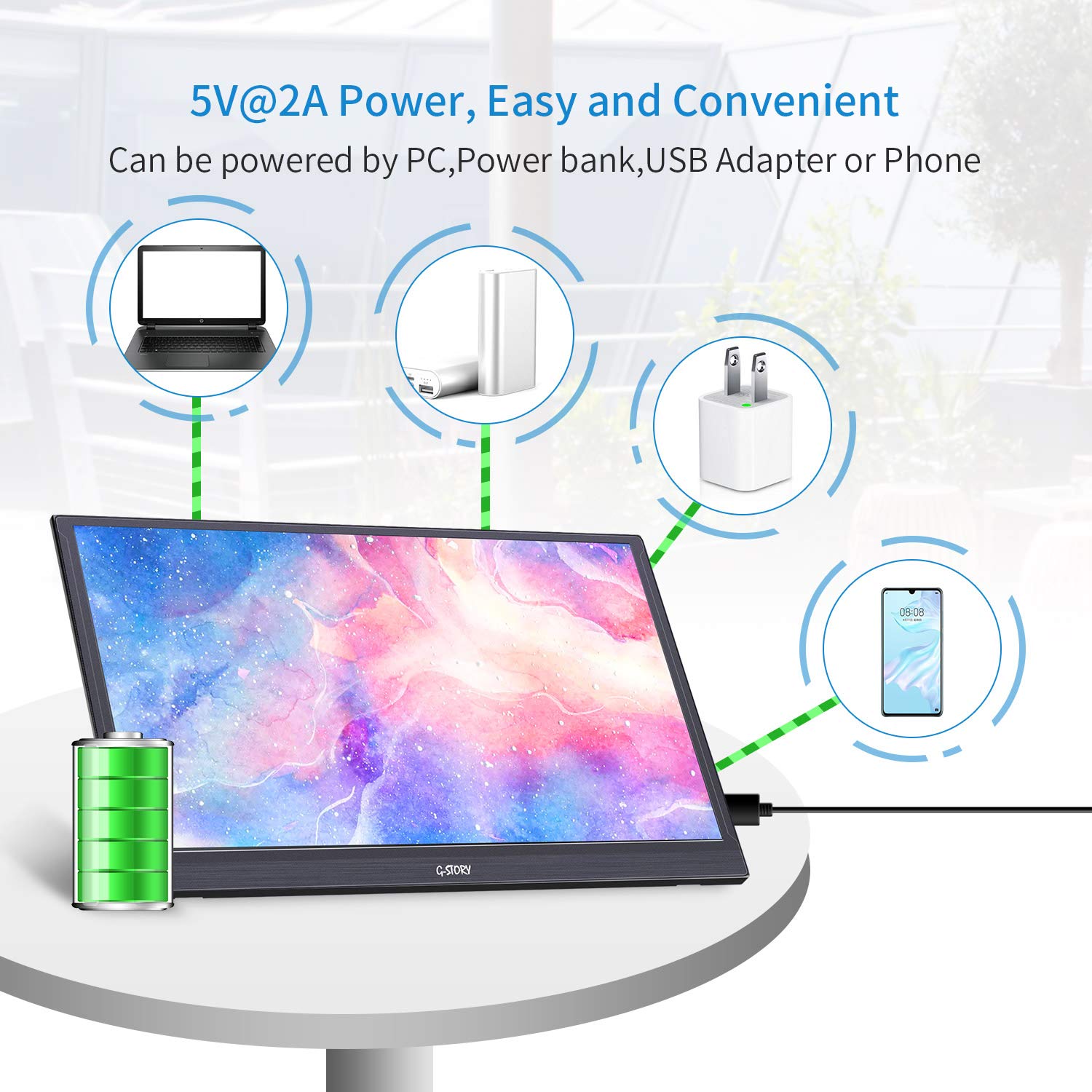 G-STORY 15.6 Inch Portable Monitor - Full HD 1080P IPS Gaming Screen with Mini HDMI & USB-C, FreeSync Compatible for Laptop, Xbox, PS4, PS5, and Smartphones - Perfect for Gaming, Work, and Travel with Included Smart Cover