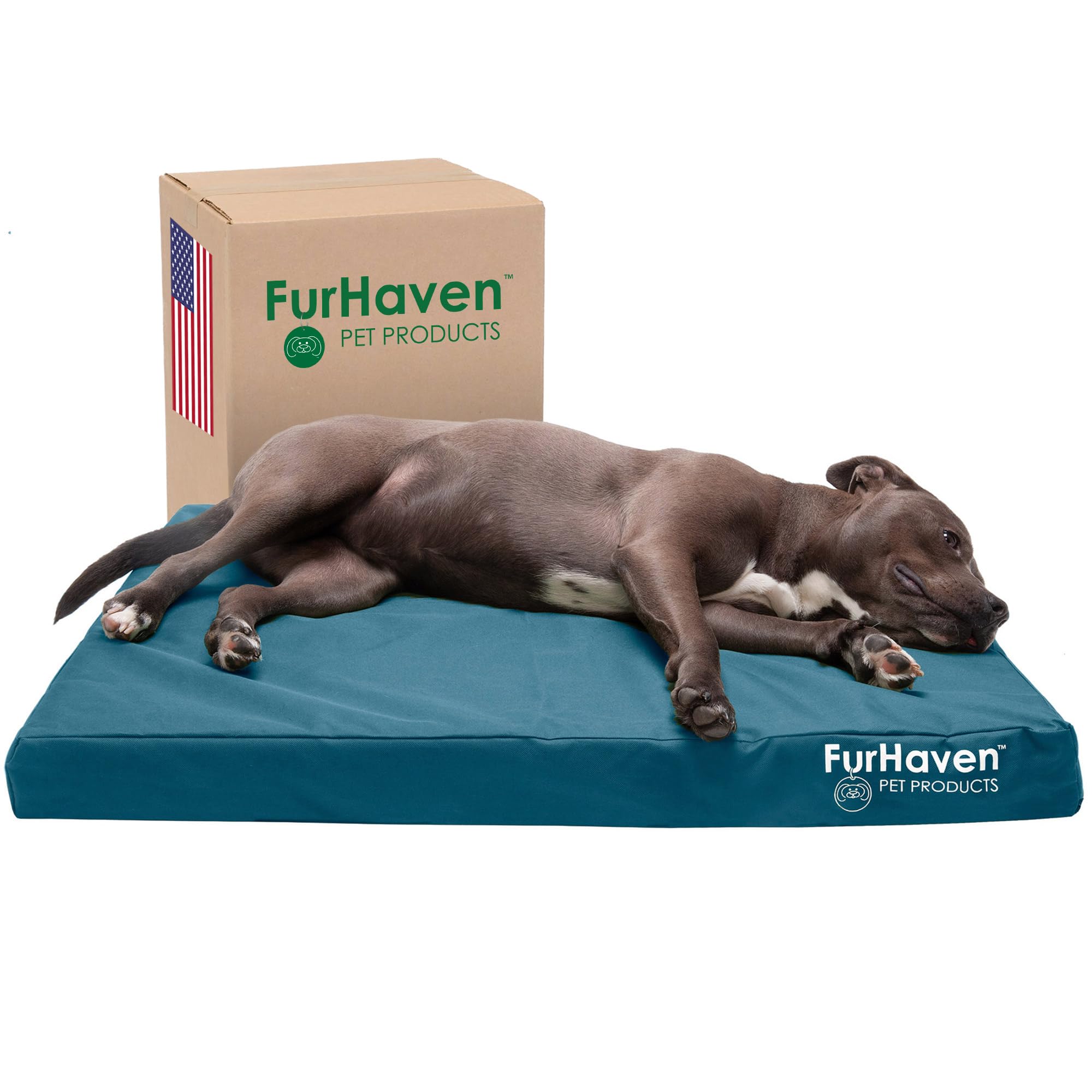 Furhaven Waterproof Memory Foam Dog Bed for Large Dogs - Washable Cover, Indoor/Outdoor Use for Pets Up to 55 lbs - Perfect for Living Rooms & Patios