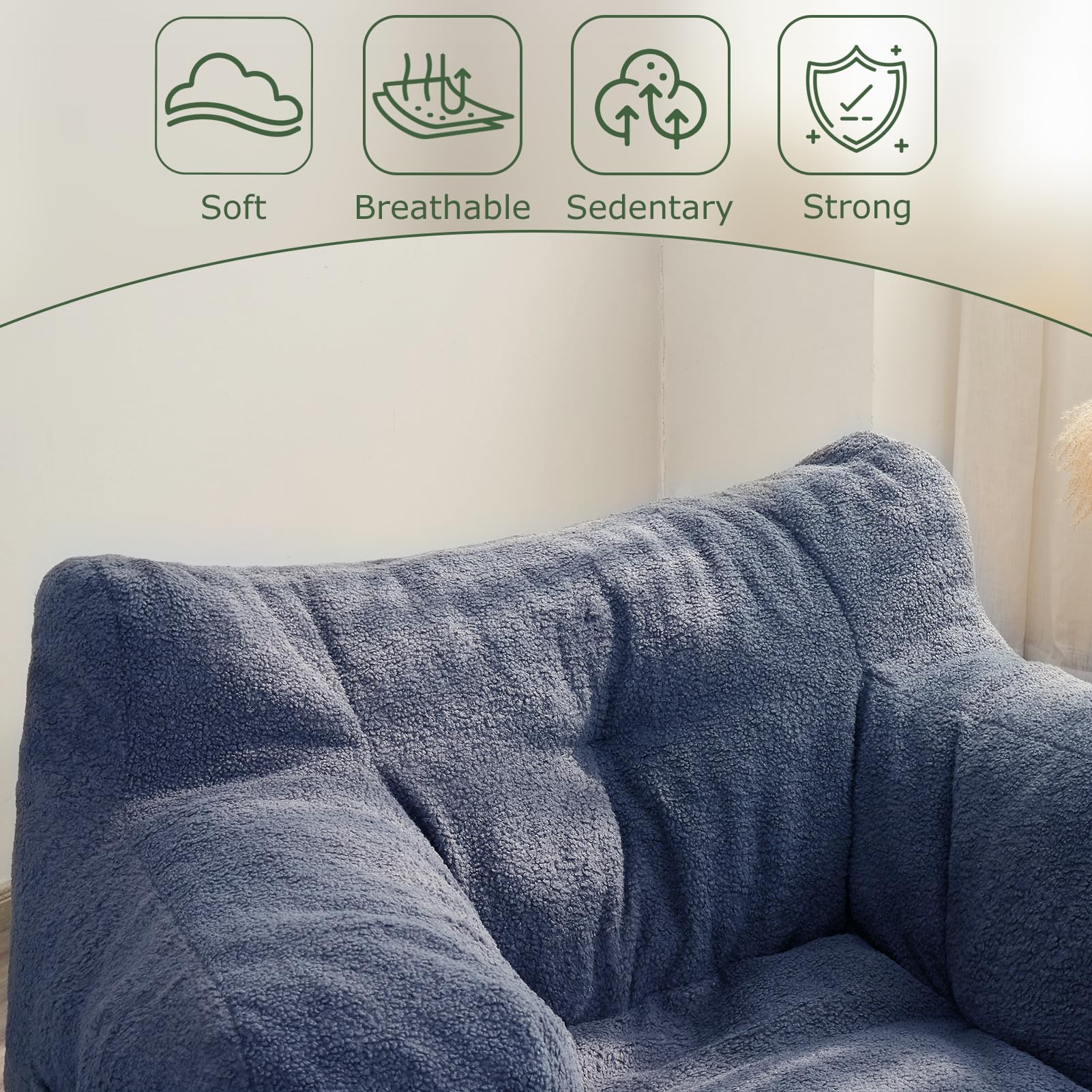 HIGOGOGO Giant Bean Bag Chair - Extra Large Comfy Sofa for Bedroom & Living Room, Oversized Lazy Chair with Pocket Armrests - Perfect for Gaming, Reading & Relaxing at Home