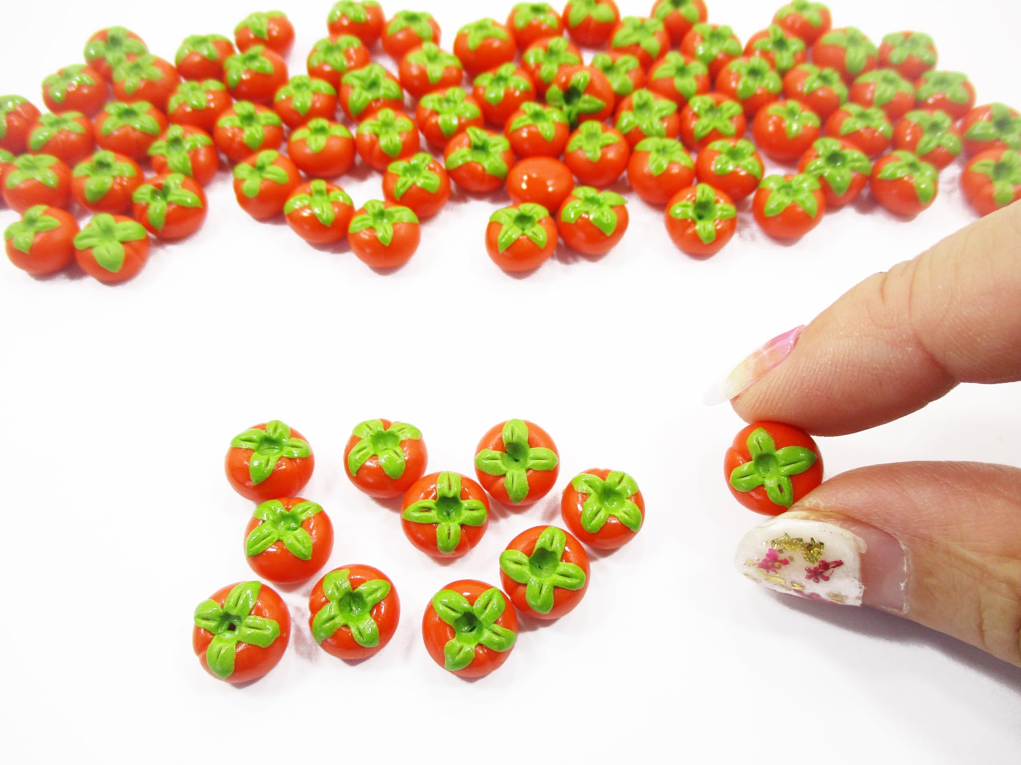 10 Pcs Miniature Persimmon Fruit Dollhouse Food - Realistic Mini Fake Fruit for Dollhouse, DIY Crafts, and Model Scenes - Perfect for Miniature Displays, Fairy Gardens, and Kids' Playtime