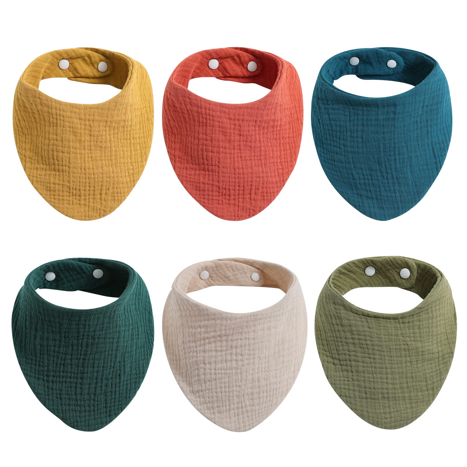 Viaky Baby Bandana Dribble Bibs 6 Pack - Soft Double Layer Cotton Muslin Drool Bibs with Adjustable Snaps for Newborns, Infants & Toddlers | Perfect for Feeding, Teething & Everyday Use (Unisex for Boys & Girls)