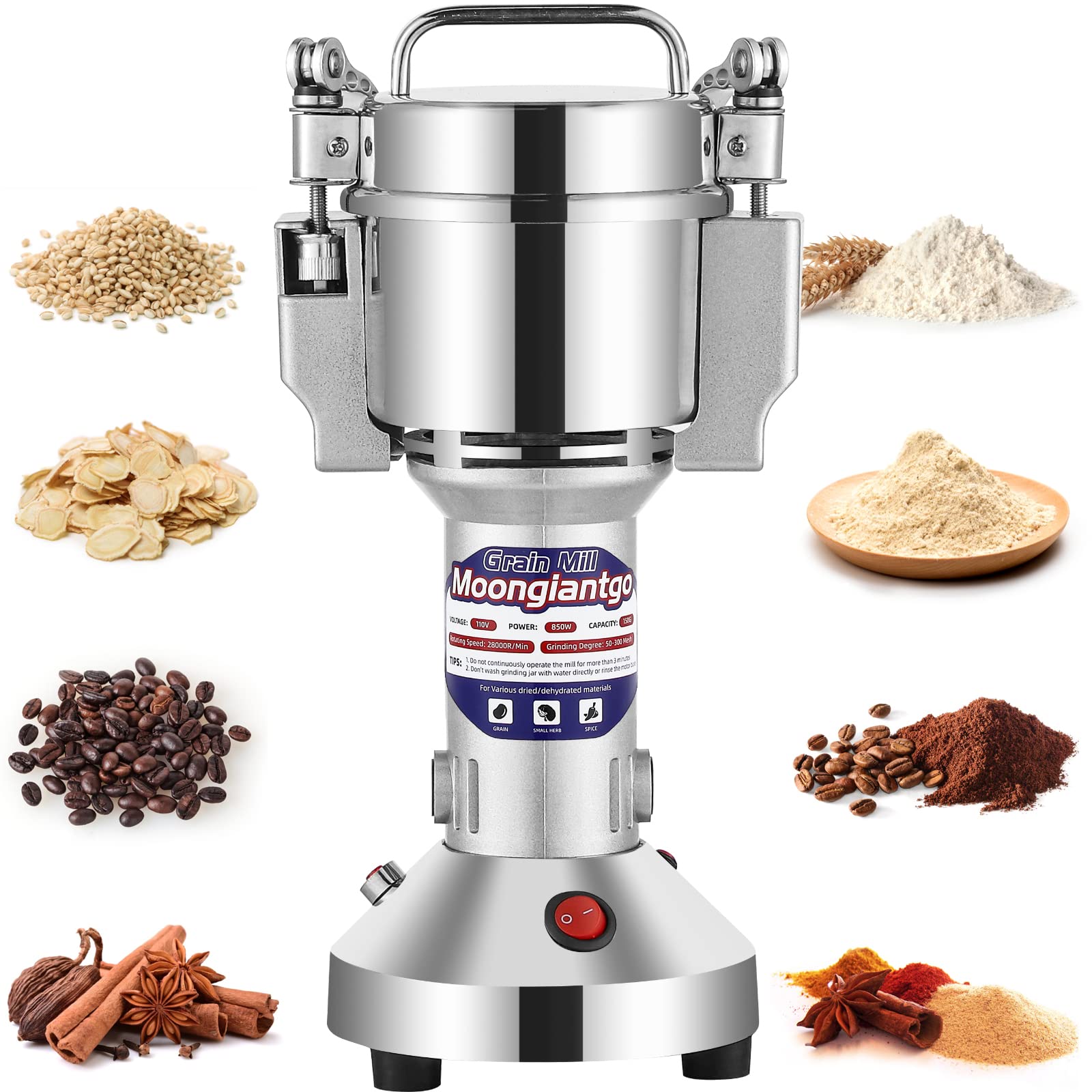 Moongiantgo Manual Corn Grinder & Electric Grain Mill - 150g Capacity for Fresh Flour | Perfect for Home Baking, Camping & Emergency Food Prep
