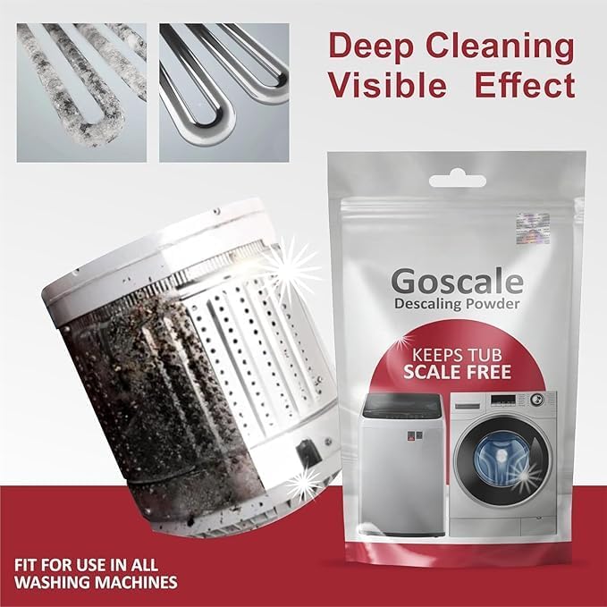 Eco-Friendly Washing Machine Descaling Powder - Front Load & Top Load Safe - Removes Limescale & Odors (100g x 4 Pack) - Perfect for Laundry Day & Deep Cleaning Appliances