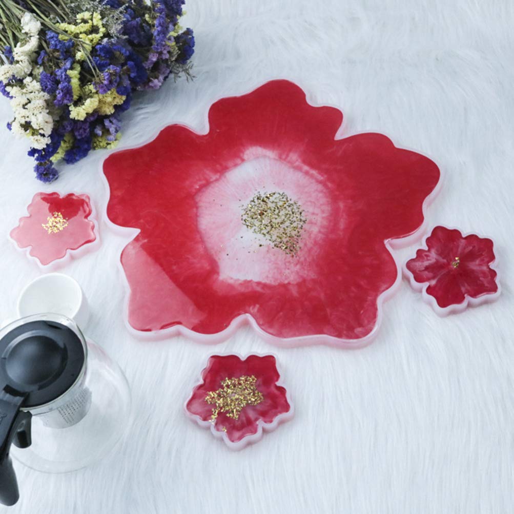 Hemoton 2-Piece Large Silicone Resin Coaster Molds for DIY Epoxy Casting - Perfect for Making Faux Agate Slice Coasters, Resin Trays, and Unique Home Decor Crafts (Great for Gifts, Table Settings, and Party Decorations)