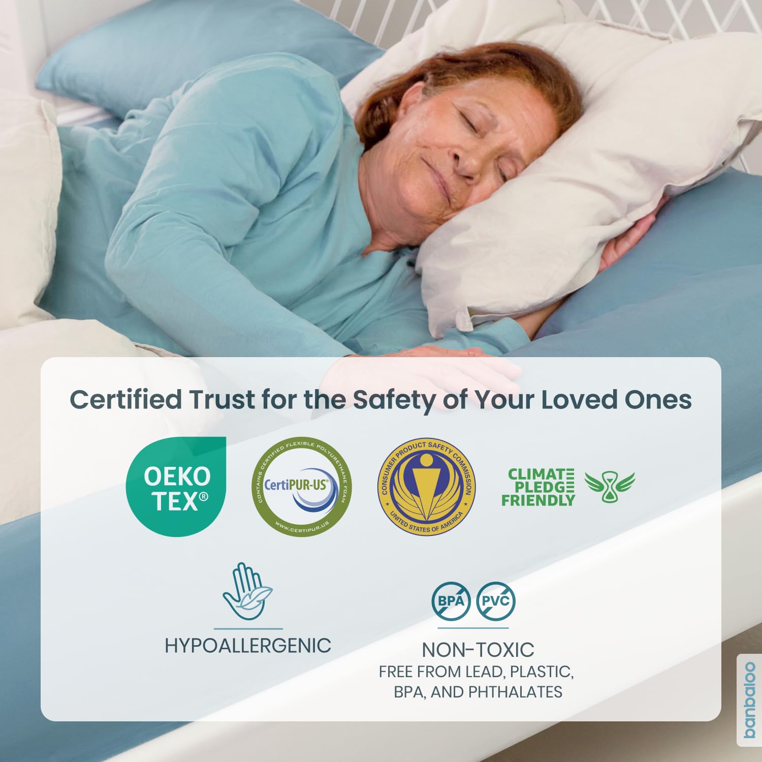 BANBALOO Bed Rails for Elderly Adults Safety - Adjustable Bed Guard Rails for Seniors & Adults - Fits King, Queen, Twin, Full Size Mattresses - Ideal for Home Care, Hospital Use & Fall Prevention