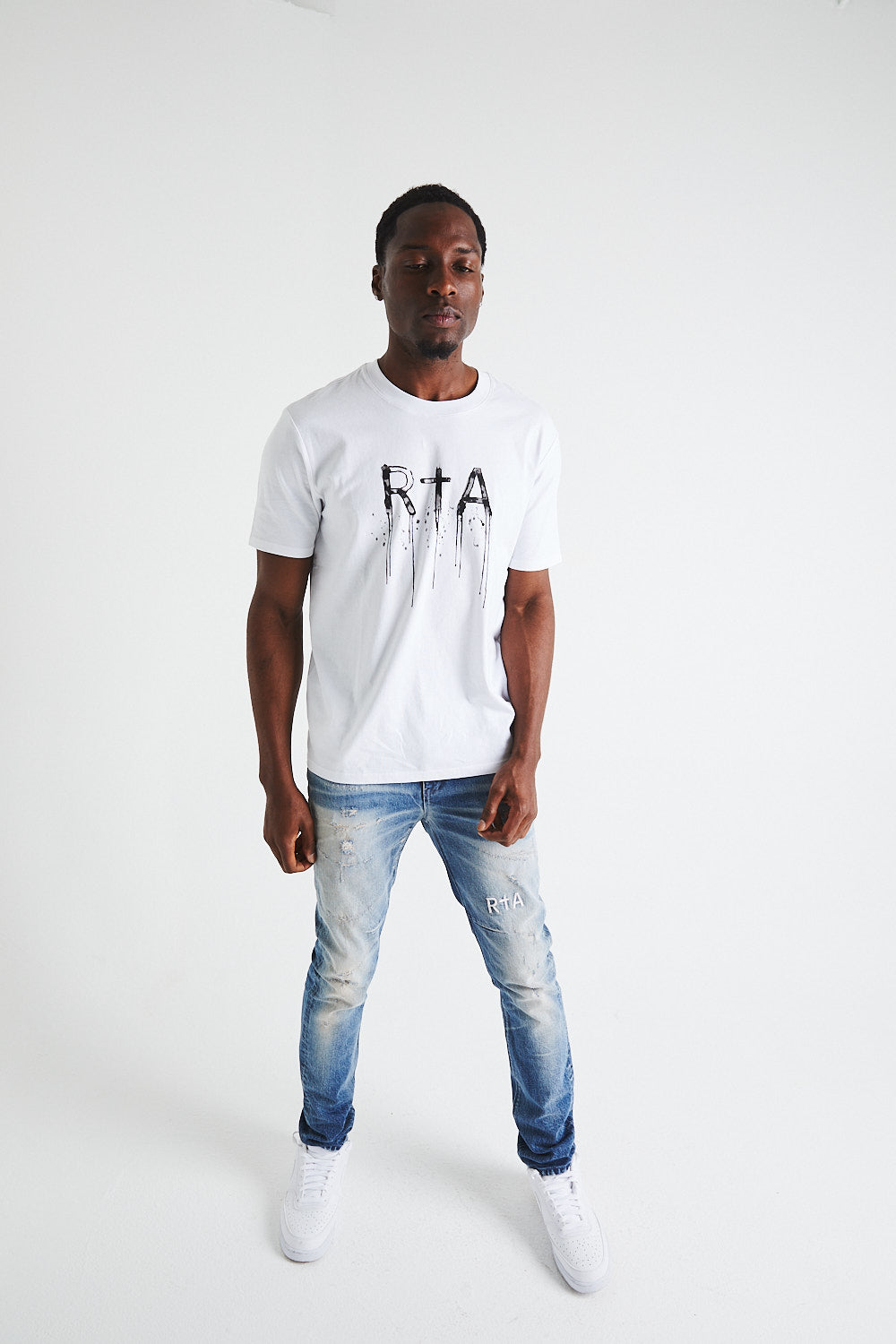 COLIN TEE | White Watercolor Print Cotton T-Shirt for Men - Casual Wear, Street Style & Everyday Outfits