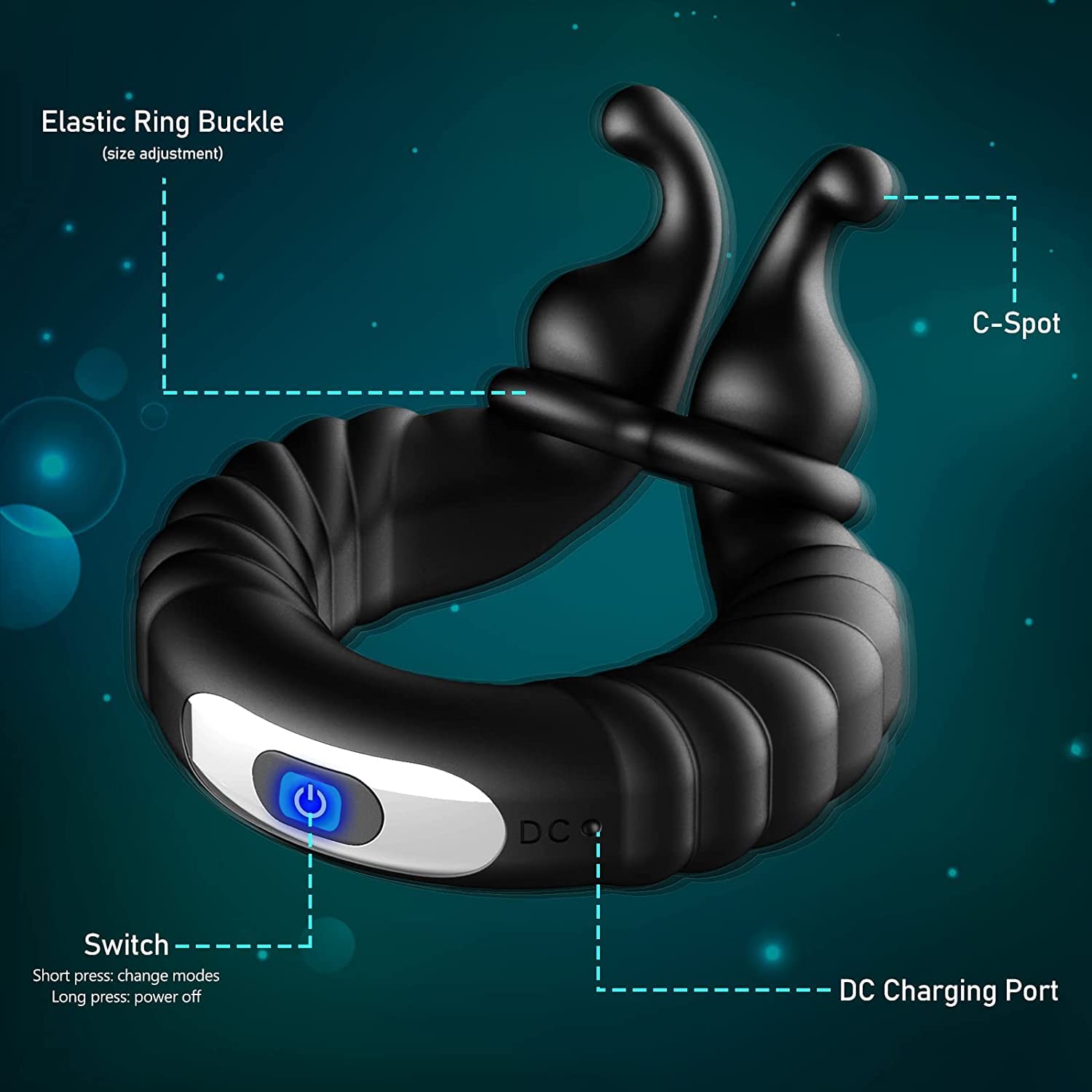 Kismloit Vibrating Cock Ring - 10 Speed Adjustable Penis Ring for Men & Couples | Rechargeable Male Sex Toy with Powerful Vibrations for Longer, Harder Erections | Enhance Intimacy & Pleasure in Bedroom or Romantic Nights