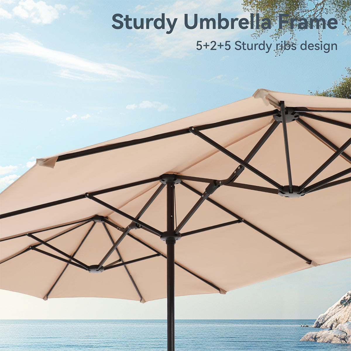 PHI VILLA 8-Piece Outdoor Patio Dining Set - 13ft Market Umbrella with High Back Textilene Swivel Chairs & Durable Metal Table - Perfect for Backyard, Poolside, and Garden Entertaining
