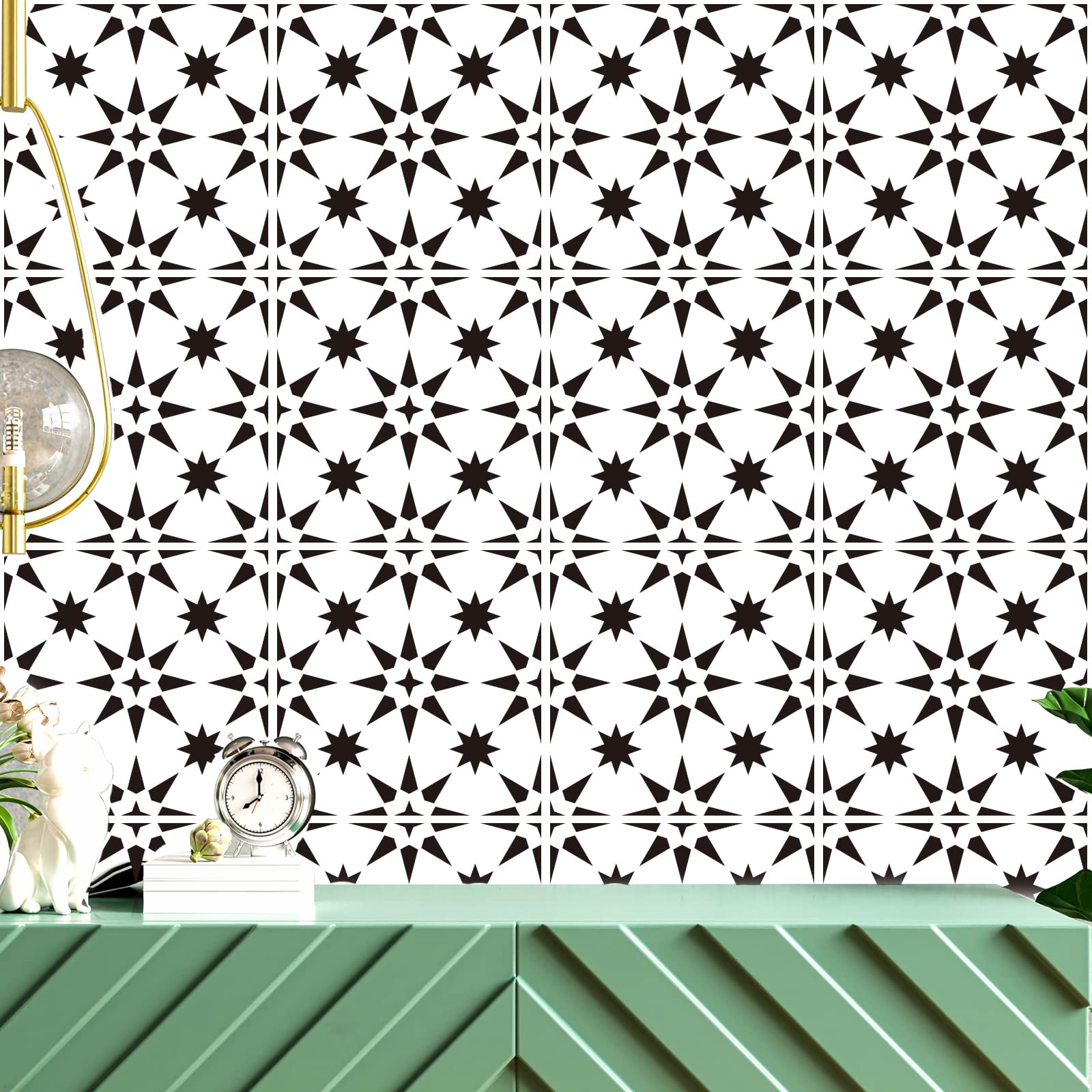 12x12 Reusable Tile Stencil Set of 4 - Star Pattern Stencils for Floor & Wall Painting, DIY Home Decor, Farmhouse Wall Art, Furniture Decoration - Perfect for Kitchen Backsplash, Bathroom Tiles, and Patio Floor Designs