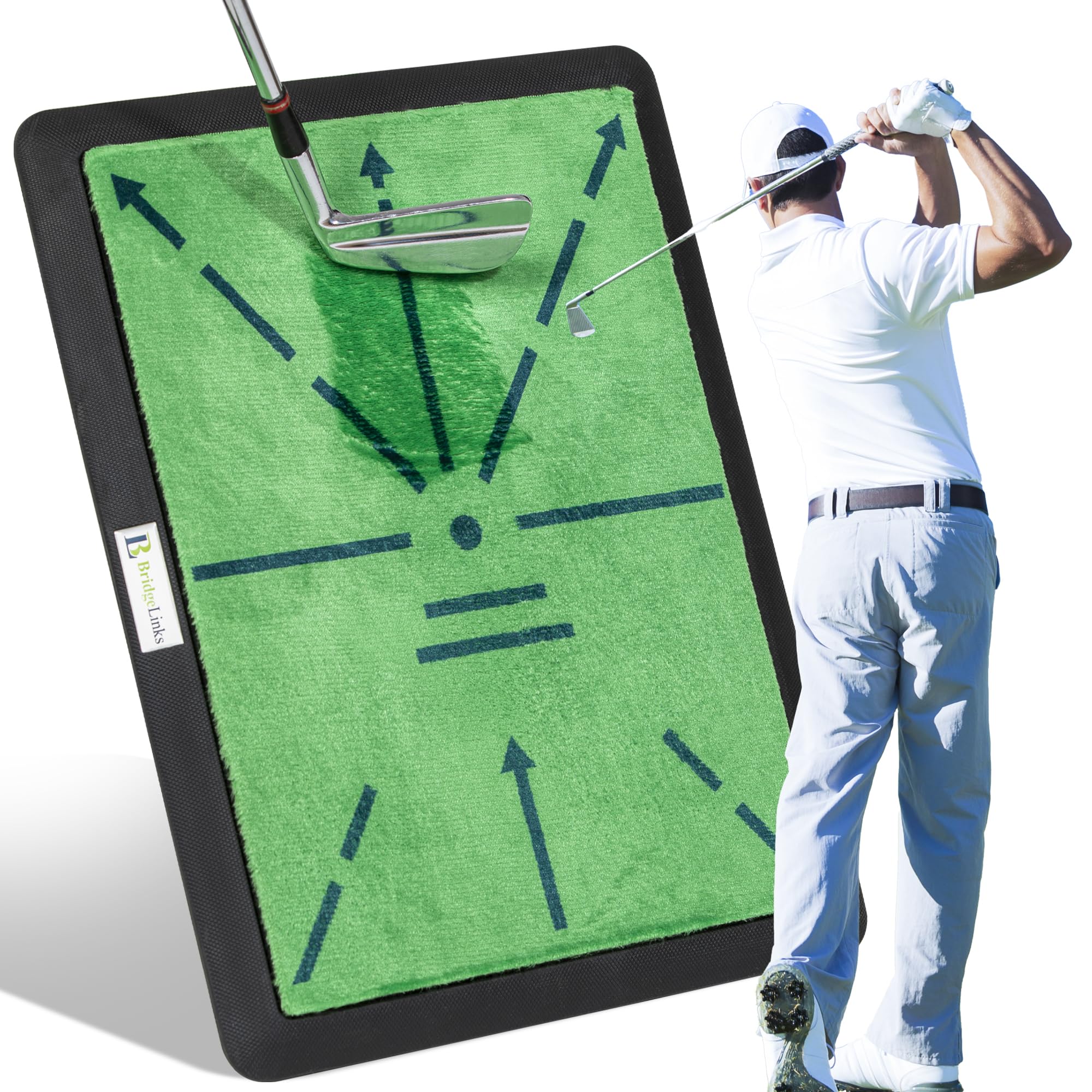 Pathfinder Golf Hitting Mat - Premium Golf Training Mat with Swing Path Feedback & Stability Rubber Backing | Ideal for Indoor/Outdoor Practice, Chipping, Swing Analysis & Driving Range | Includes Replaceable Mat for Long-Lasting Use | Perfect for Home, Backyard & Golf Club Training