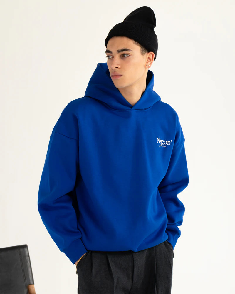 NAEON BLANC ULTRAFLEECE HOODIE COBALT BLUE - Premium Soft Fleece Pullover for Men & Women - Perfect for Outdoor Activities, Gym, and Casual Wear