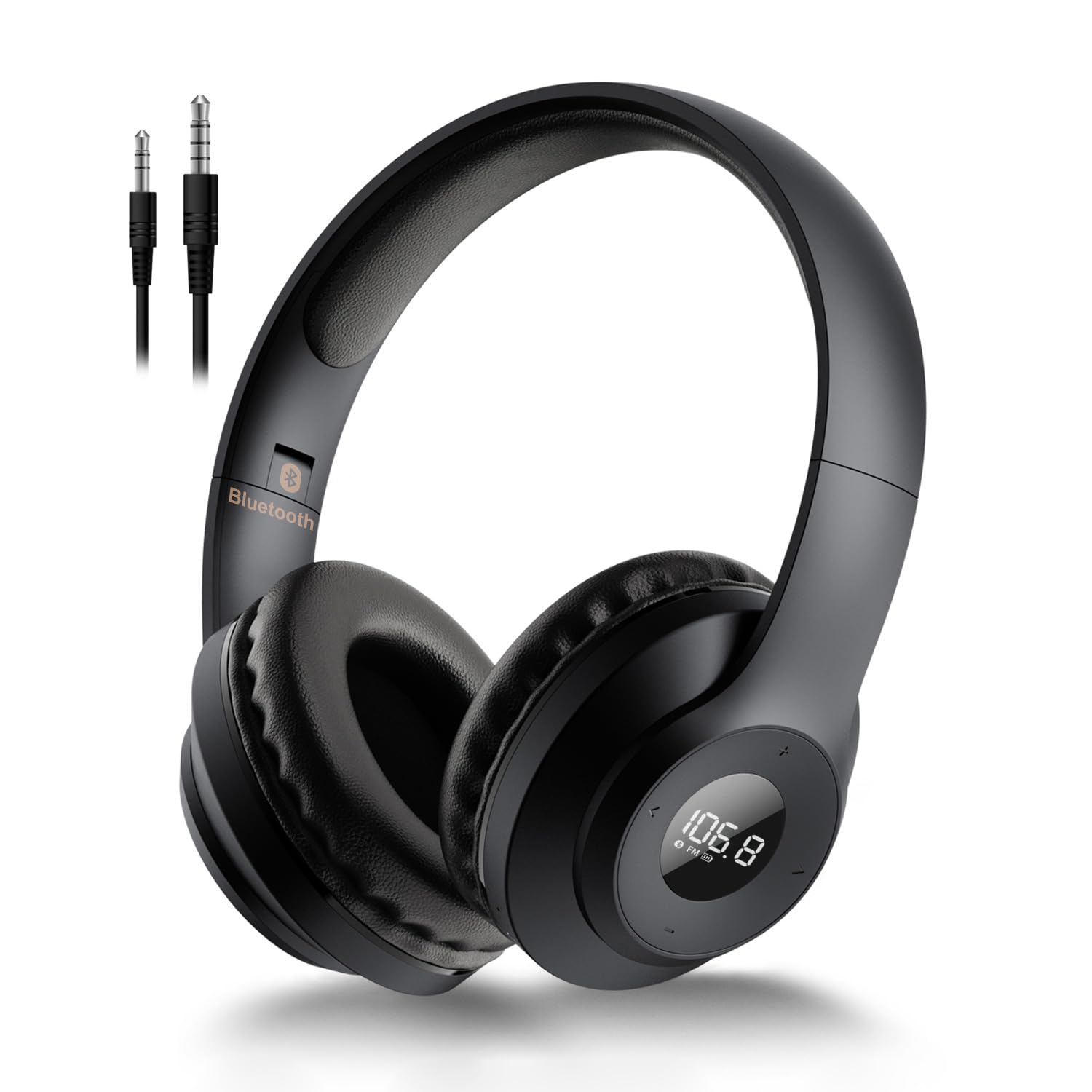 Wireless FM Radio Headphones with Bluetooth 5.0, Built-in Mic & 20H Playtime - Over-Ear Stereo Headset with Soft Ear Cushions for Running, Cycling, Gardening, Workout & Outdoor Activities