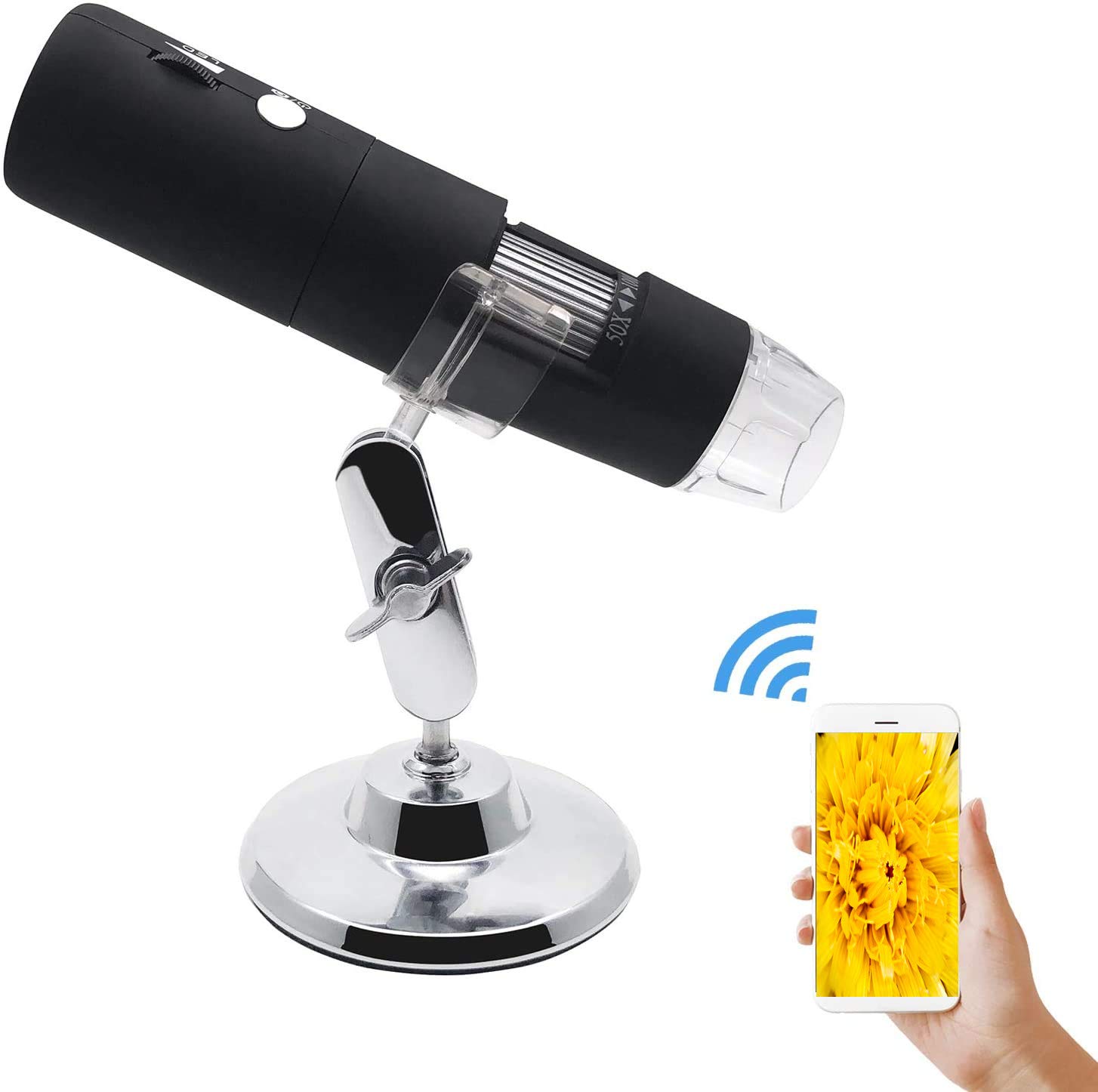 Wireless Digital Microscope 50X-1000X Magnification with 8 LED Lights, USB & WiFi Microscope Camera for PC, Android, iPhone - Perfect for Coin Collecting, Jewelry Inspection & Science Education